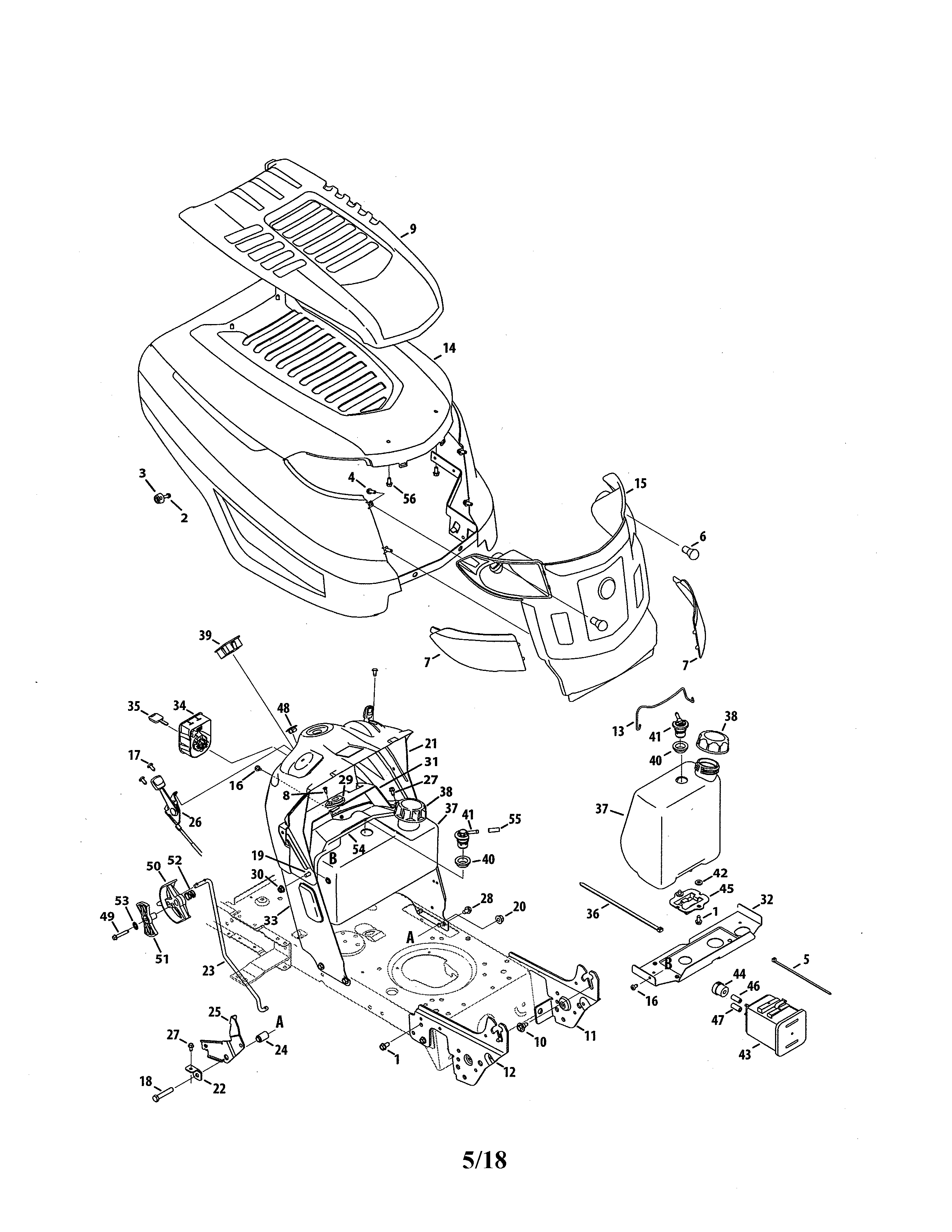 Troybilt 13WX79KT011 k style (troy-built) hood diagram