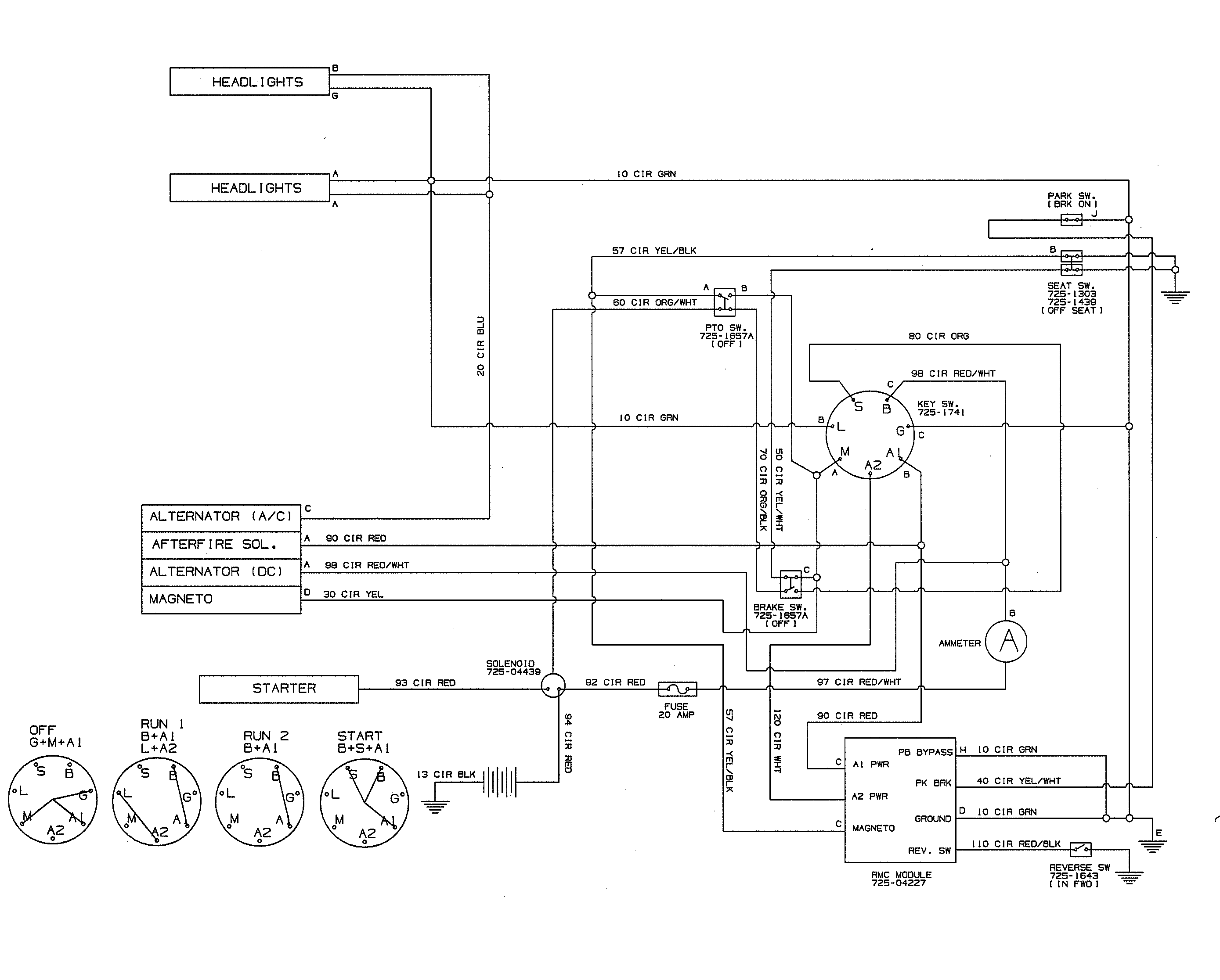 Troybilt 13WX79KT011 wiring harness schematic - 725-04432g diagram