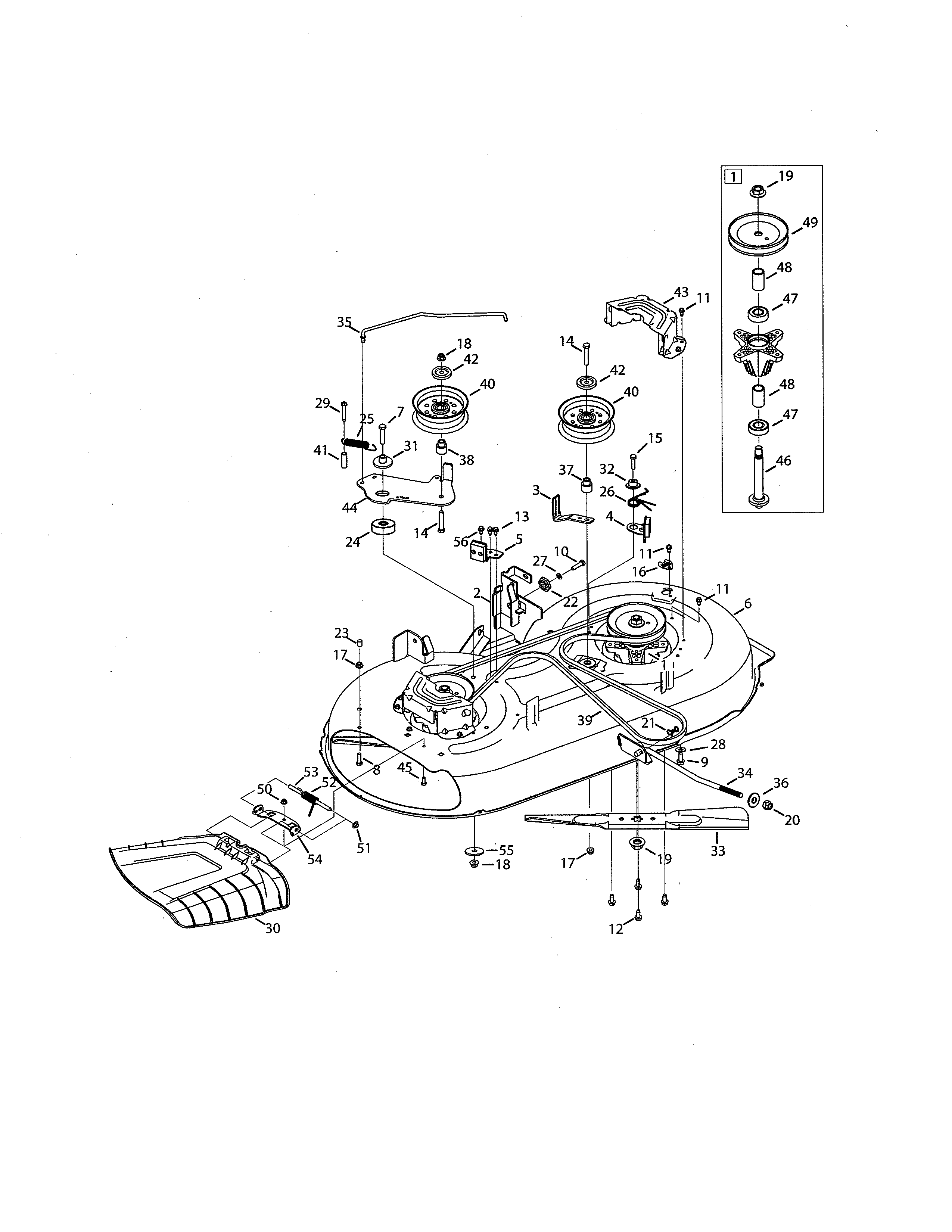 Troybilt 13WM77KS011 42" deck diagram