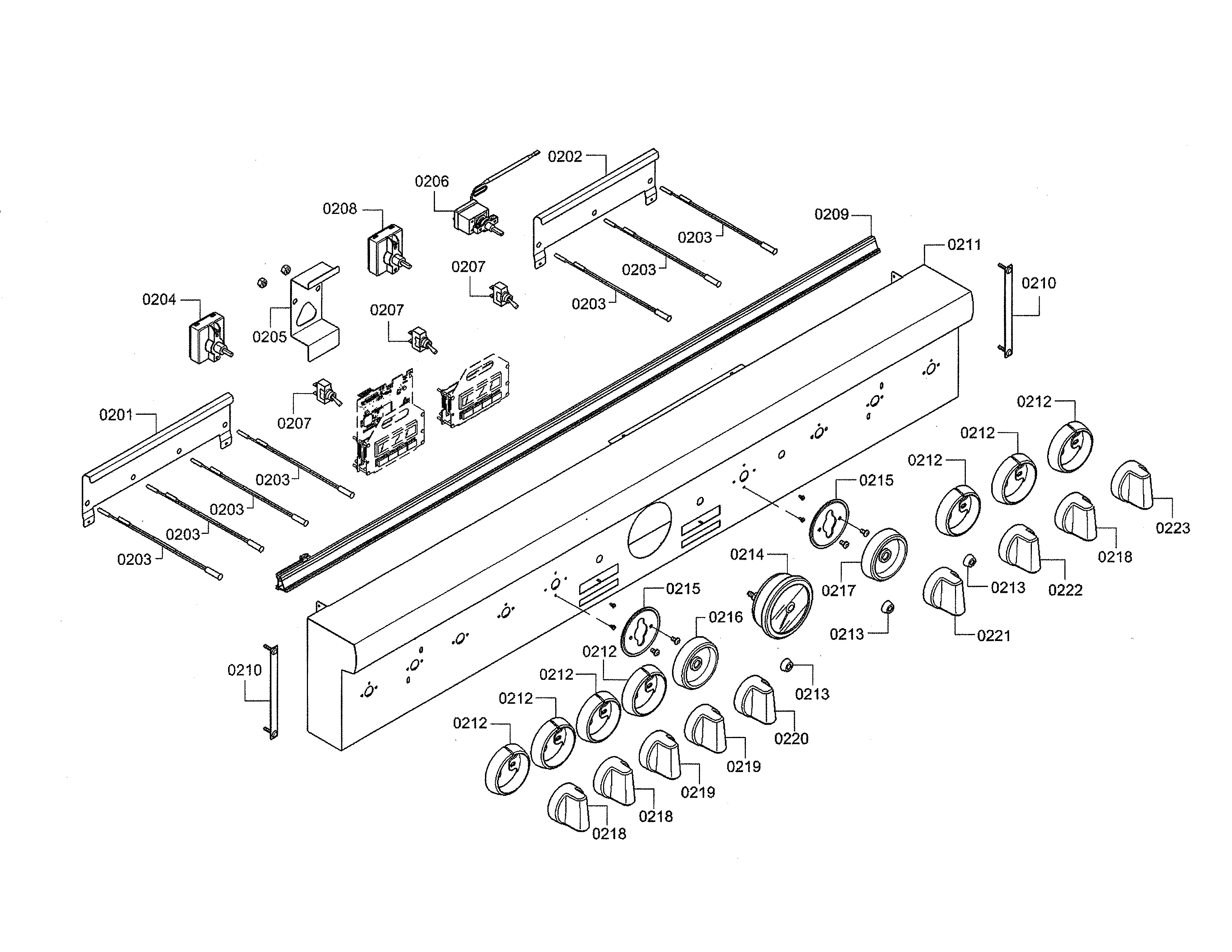 Thermador PRD48JDSGU/10 facia panel/knobs diagram