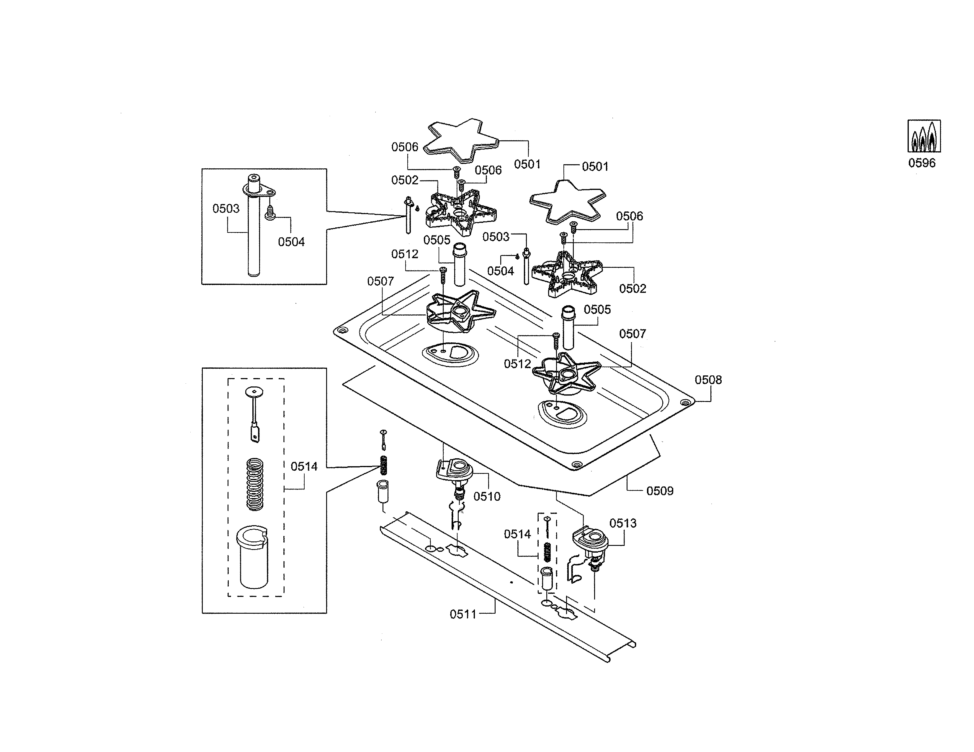Thermador PRD48JDSGU/10 ignition/electrode diagram