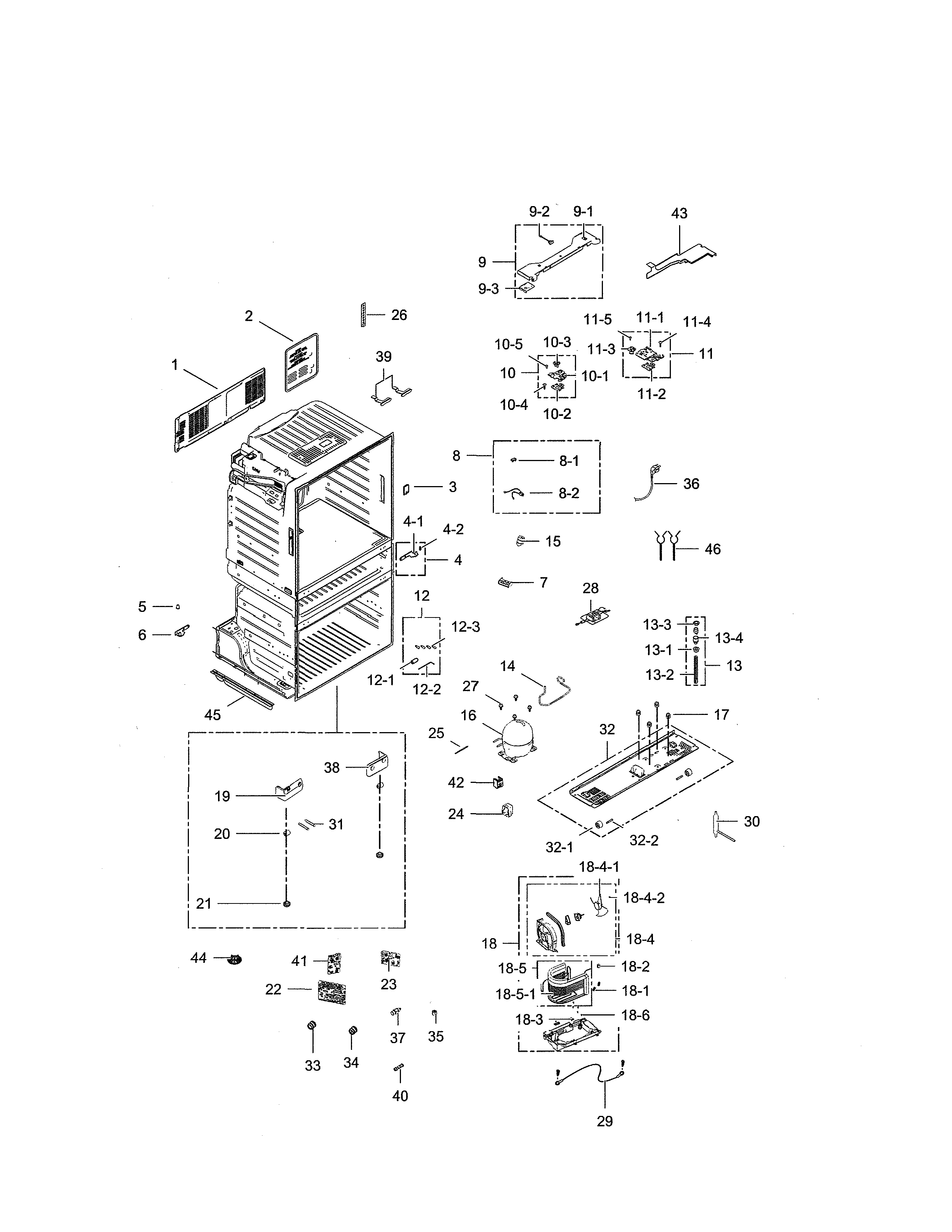 Samsung RF28HMEDBSG/AA-00 cabinet diagram