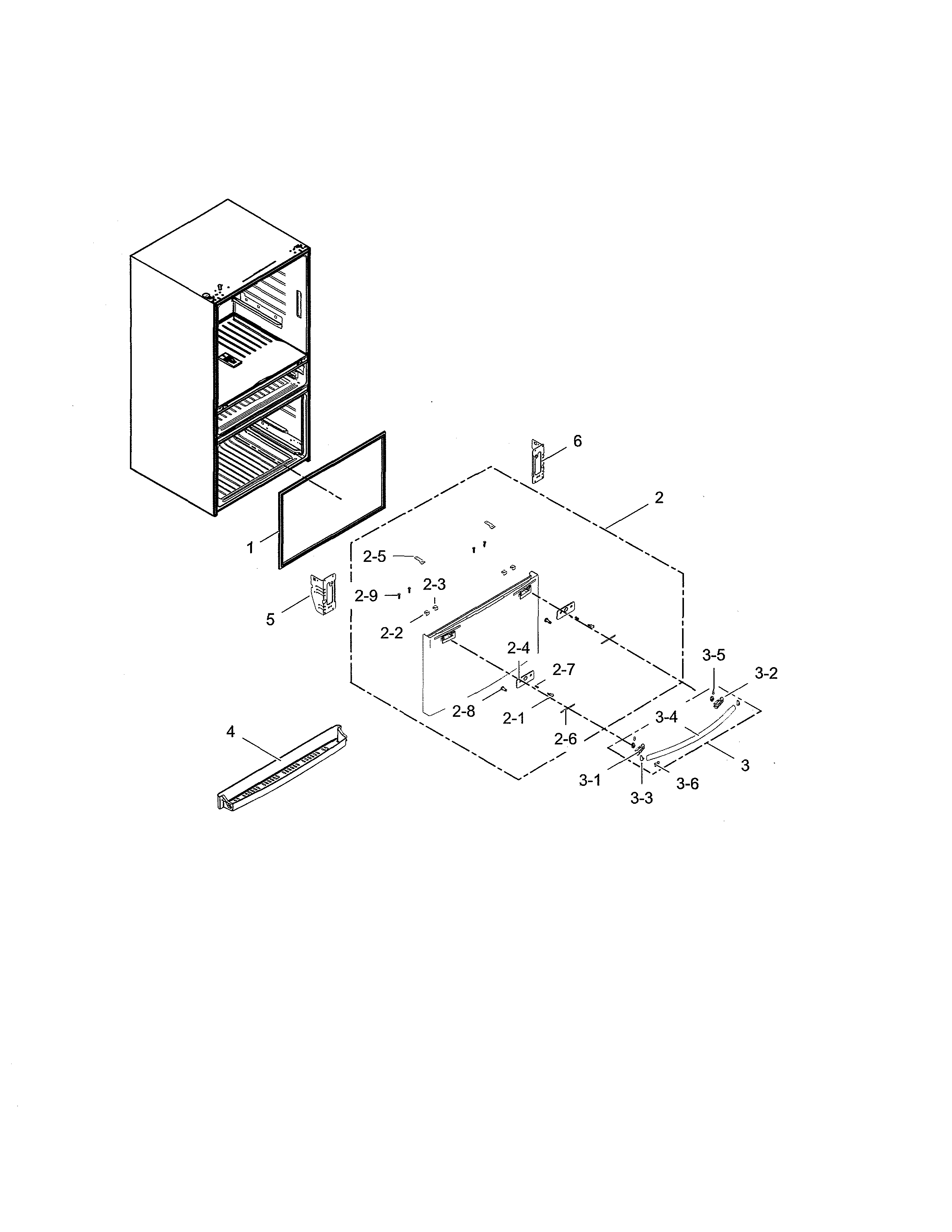Samsung RF28HMEDBSG/AA-00 freezer door diagram