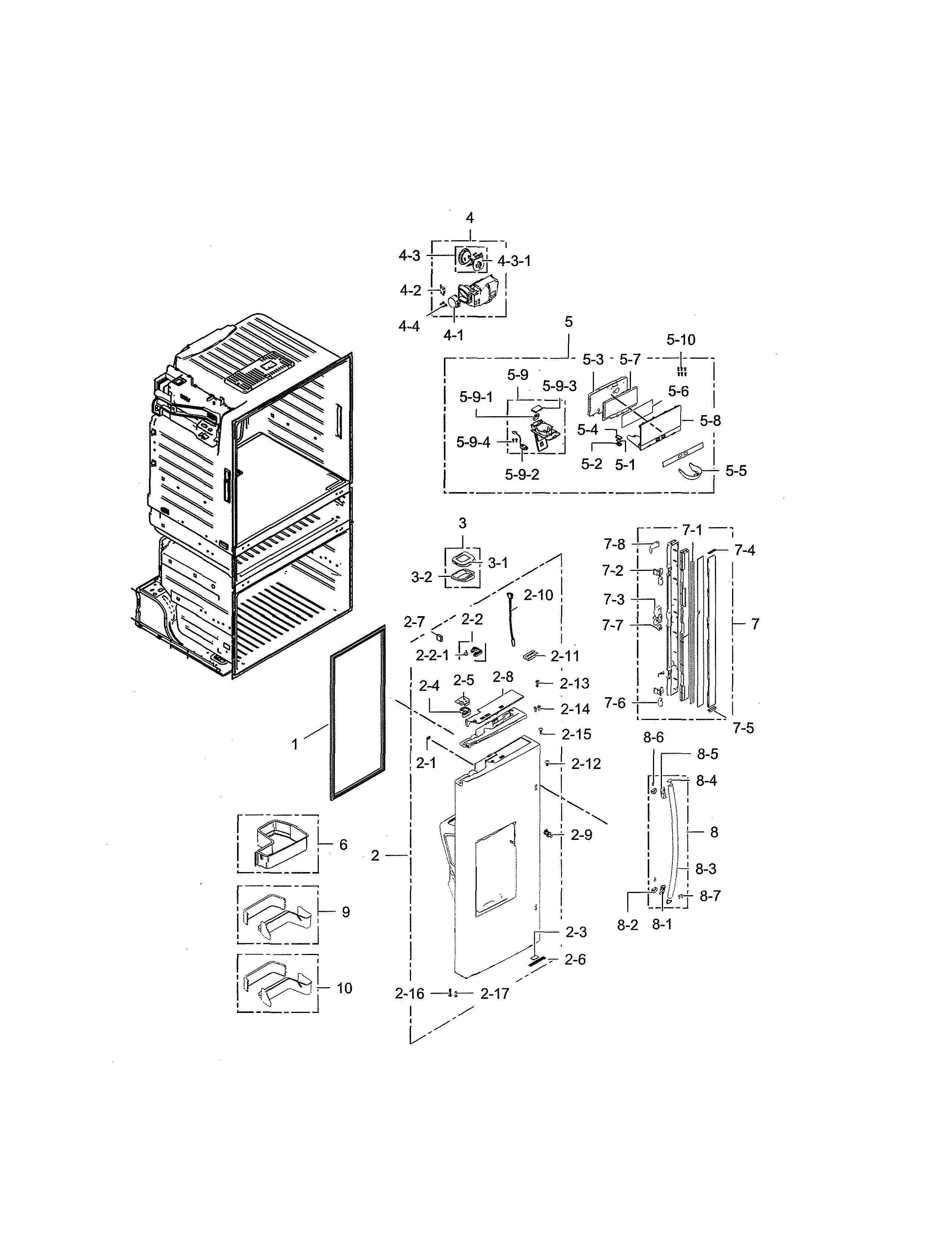 Samsung RF28HMEDBSG/AA-00 left refrigerator door diagram