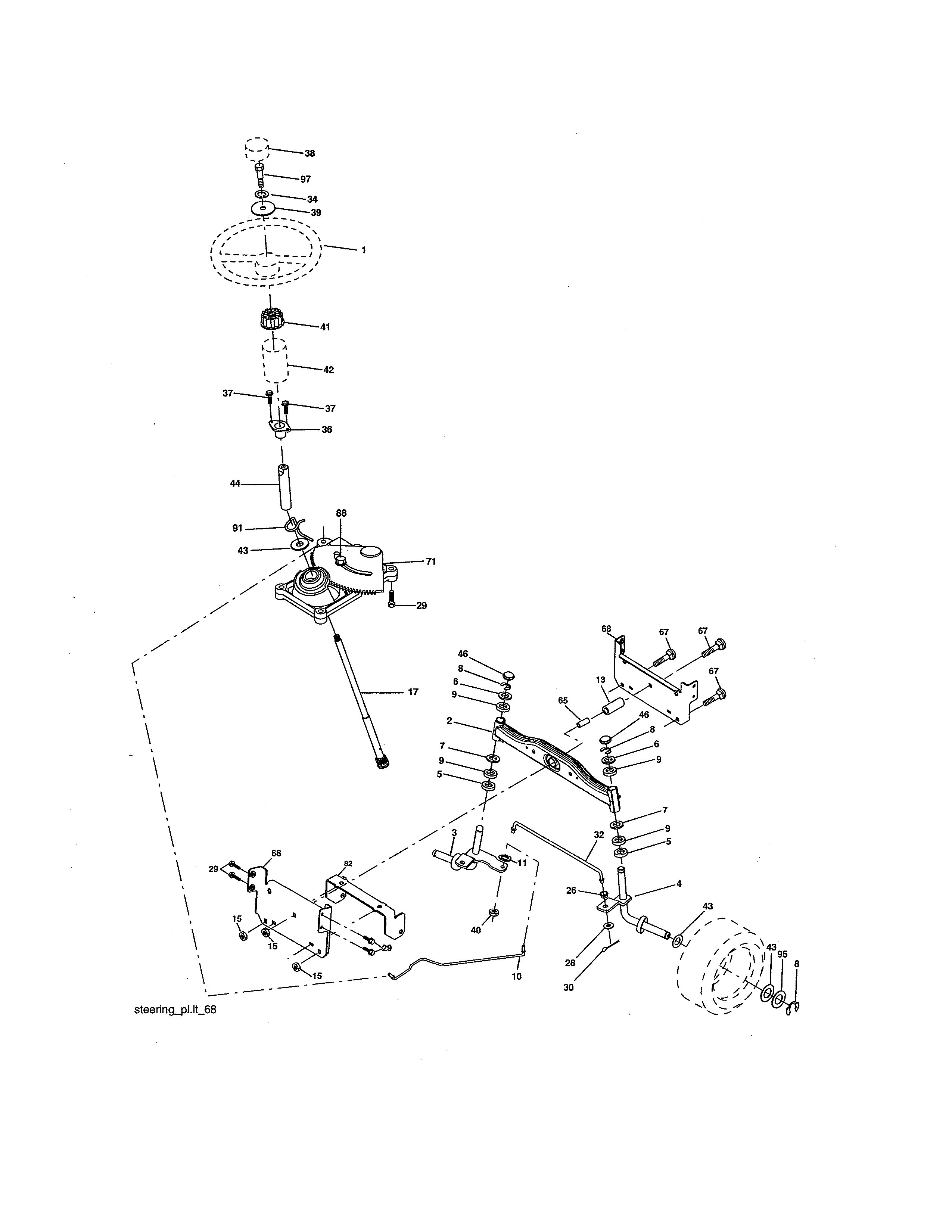 Craftsman 917276784 steering assembly diagram