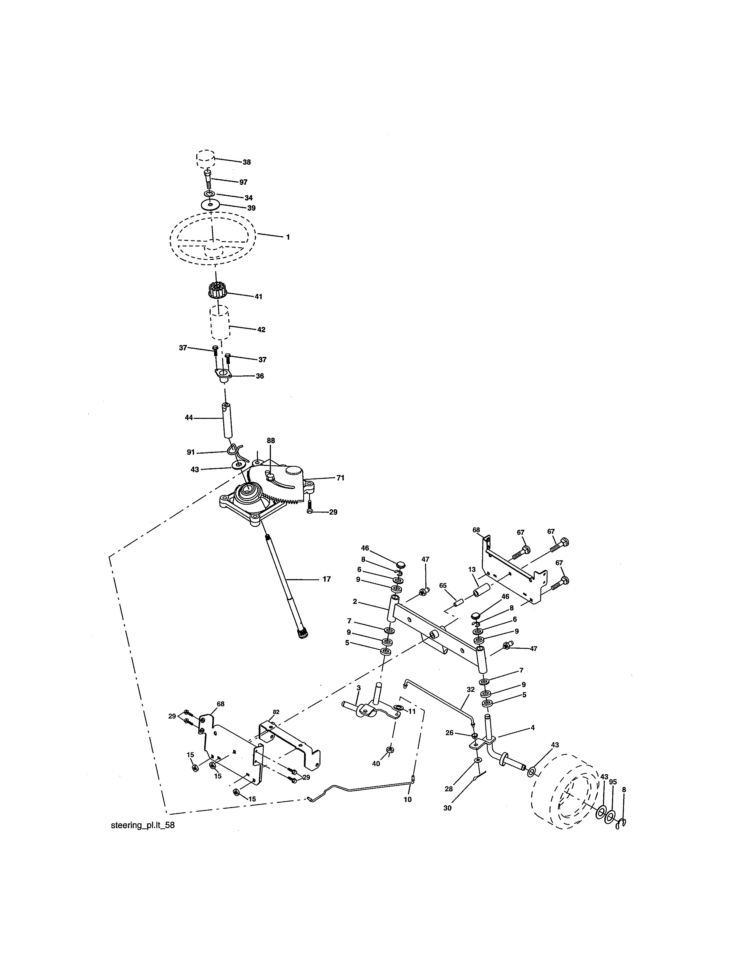 Craftsman 917275352 steering assembly diagram