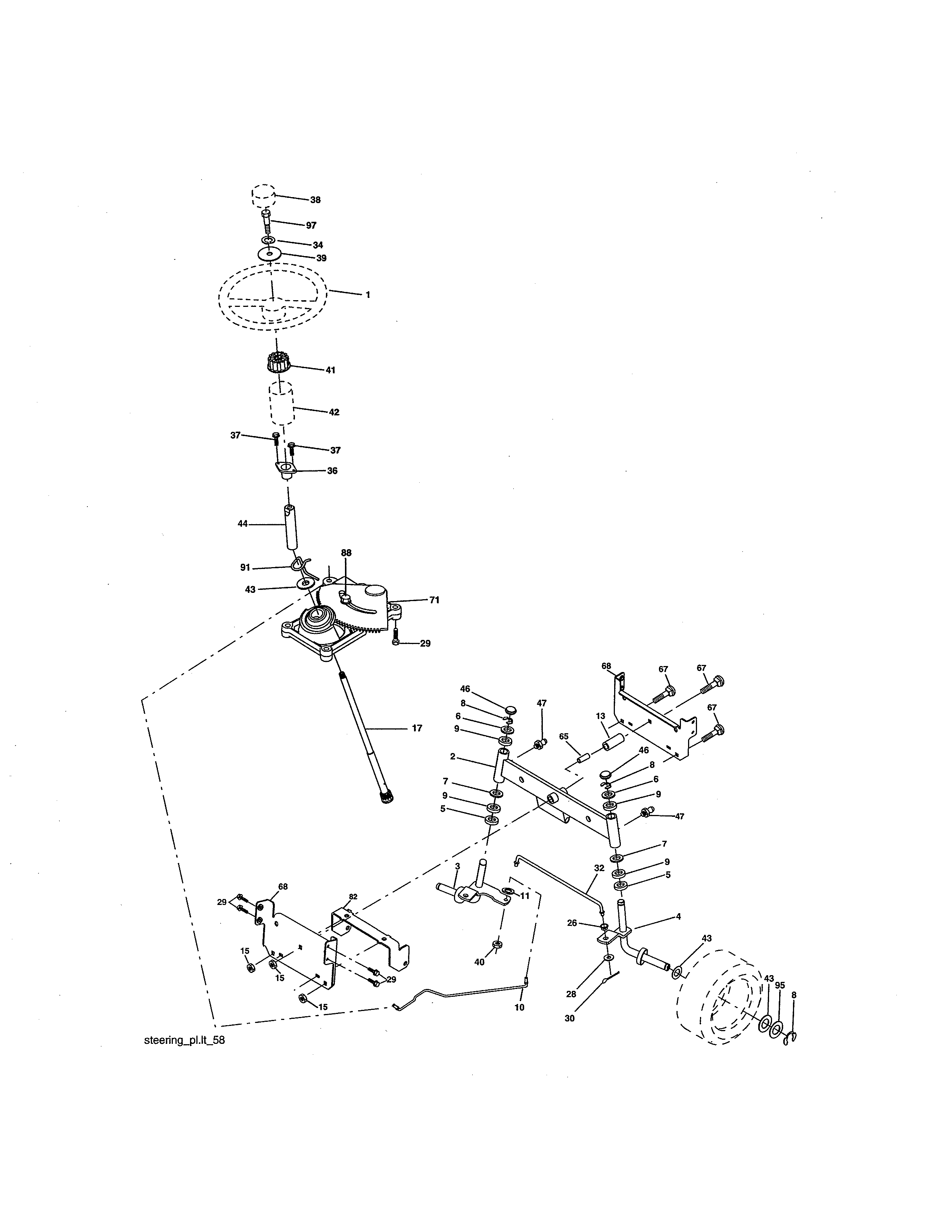 Craftsman 917276413 steering assembly diagram