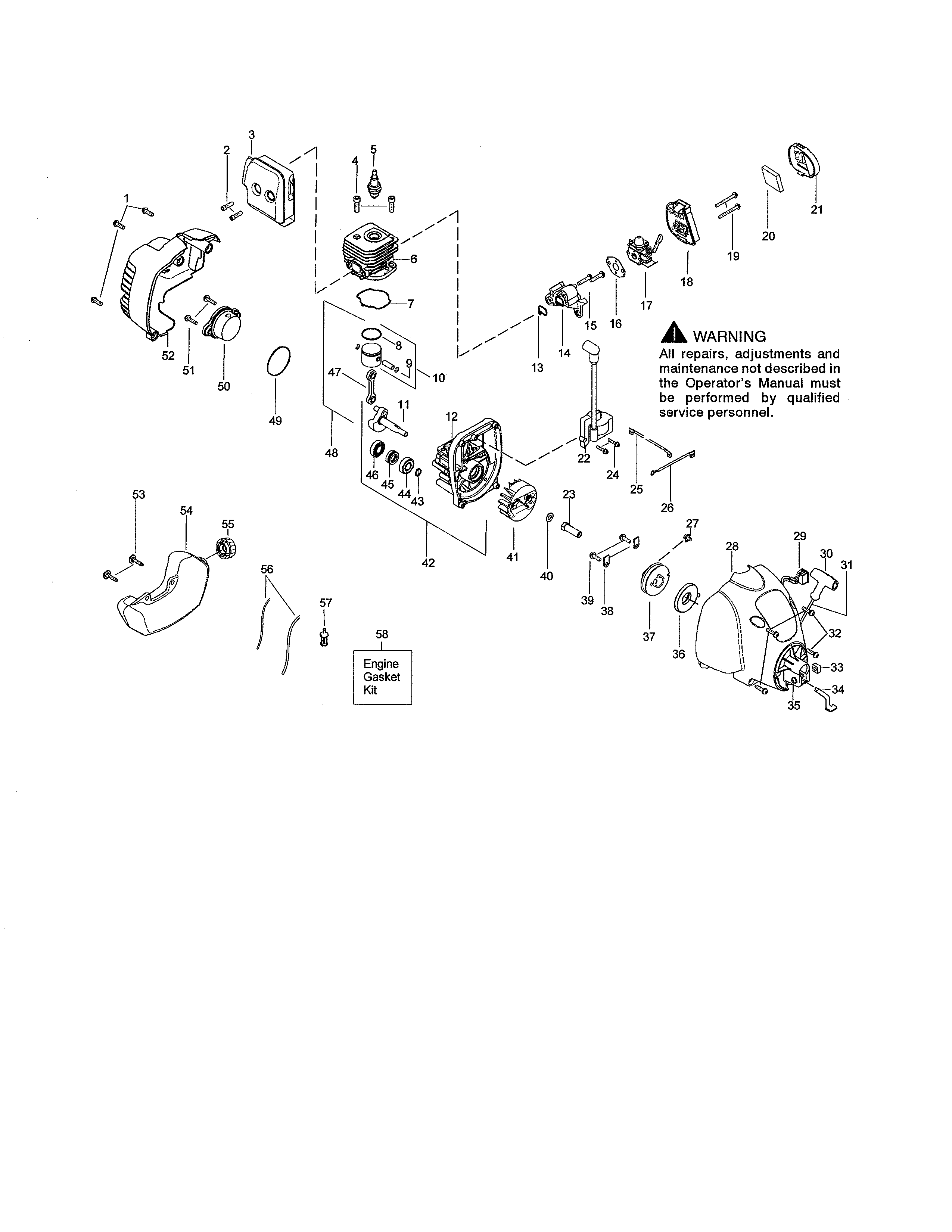 Weed Eater W25SBK crankshaft/cylinder diagram