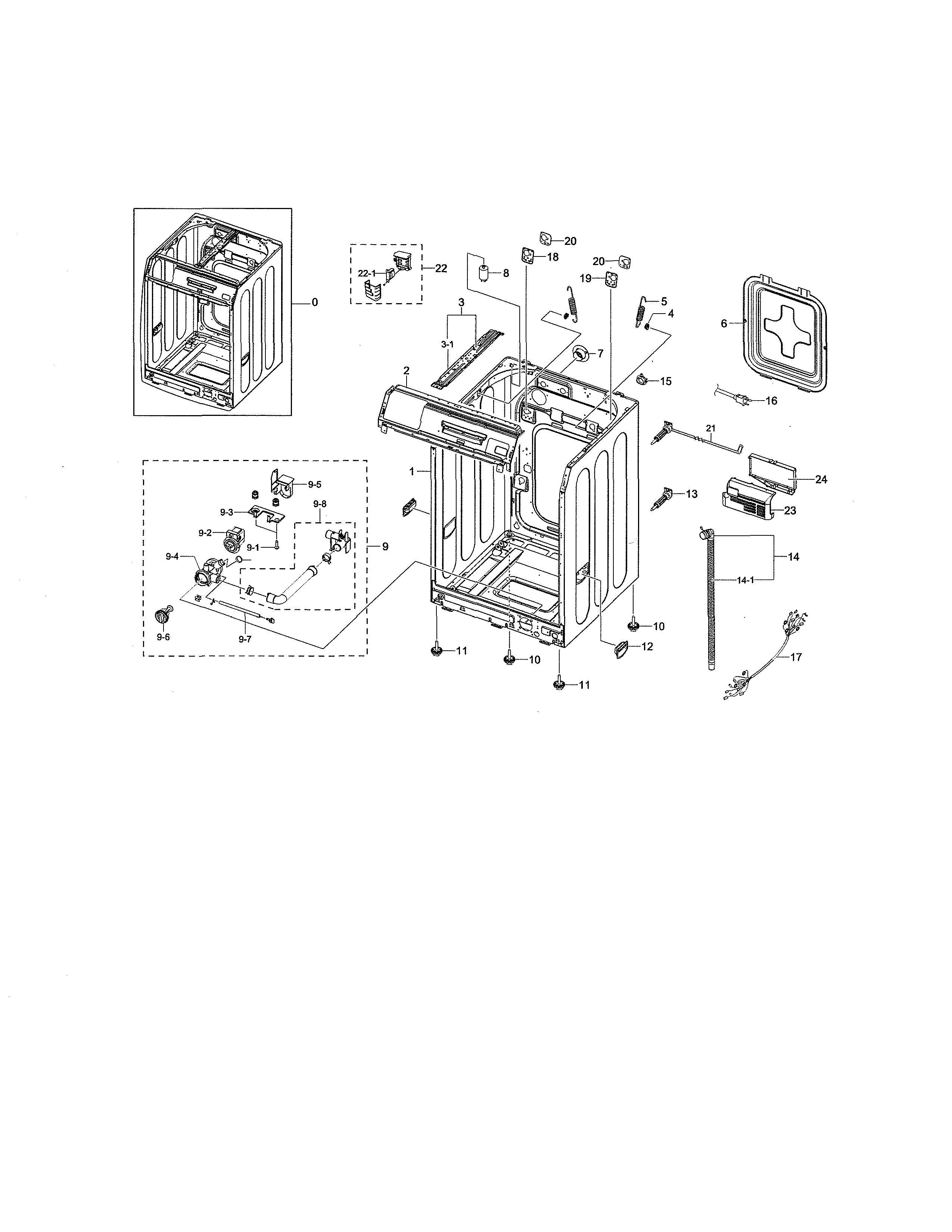 Samsung WF338AAW/XAA-00 frame & cover diagram