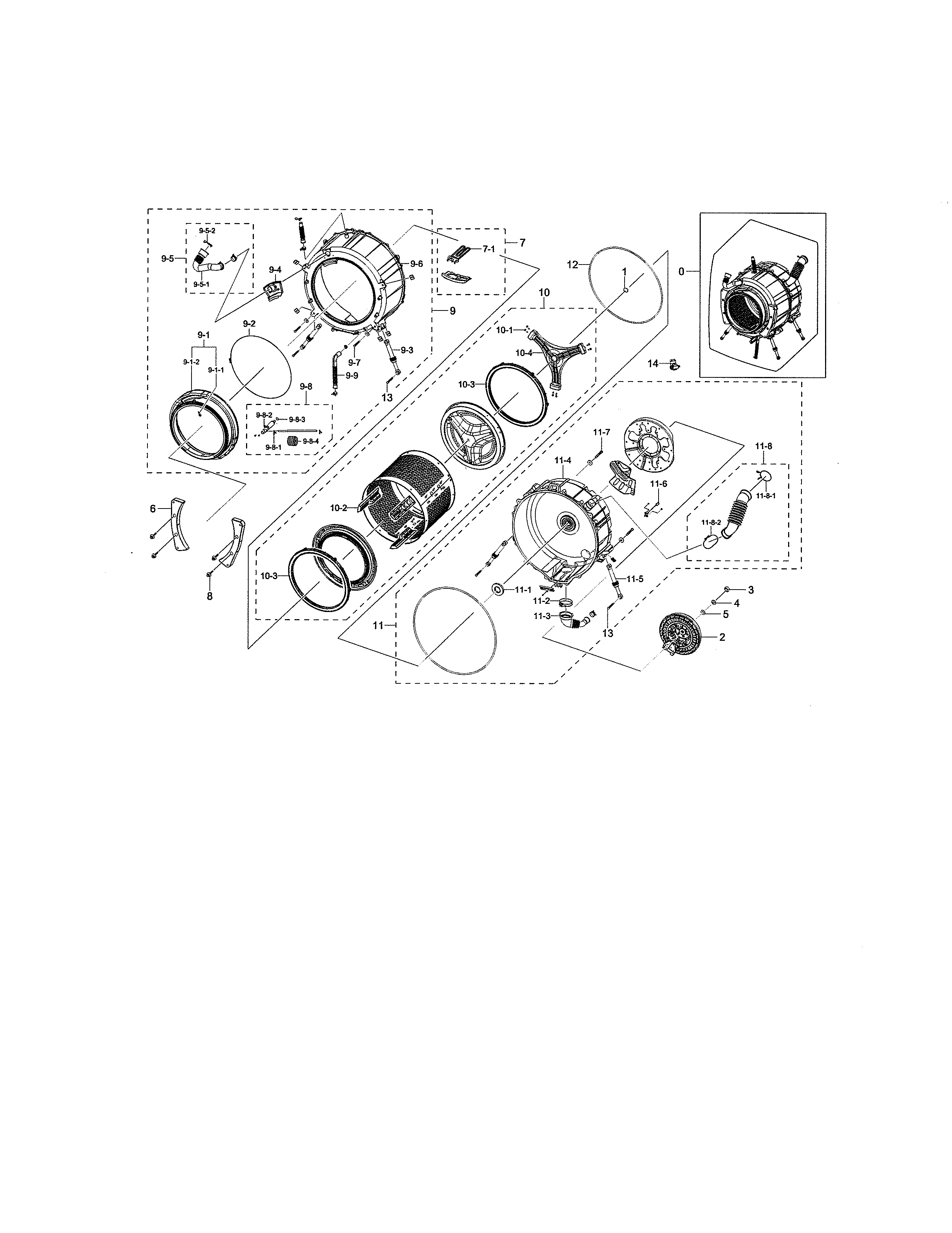 Samsung WF338AAW/XAA-00 tub & drum diagram