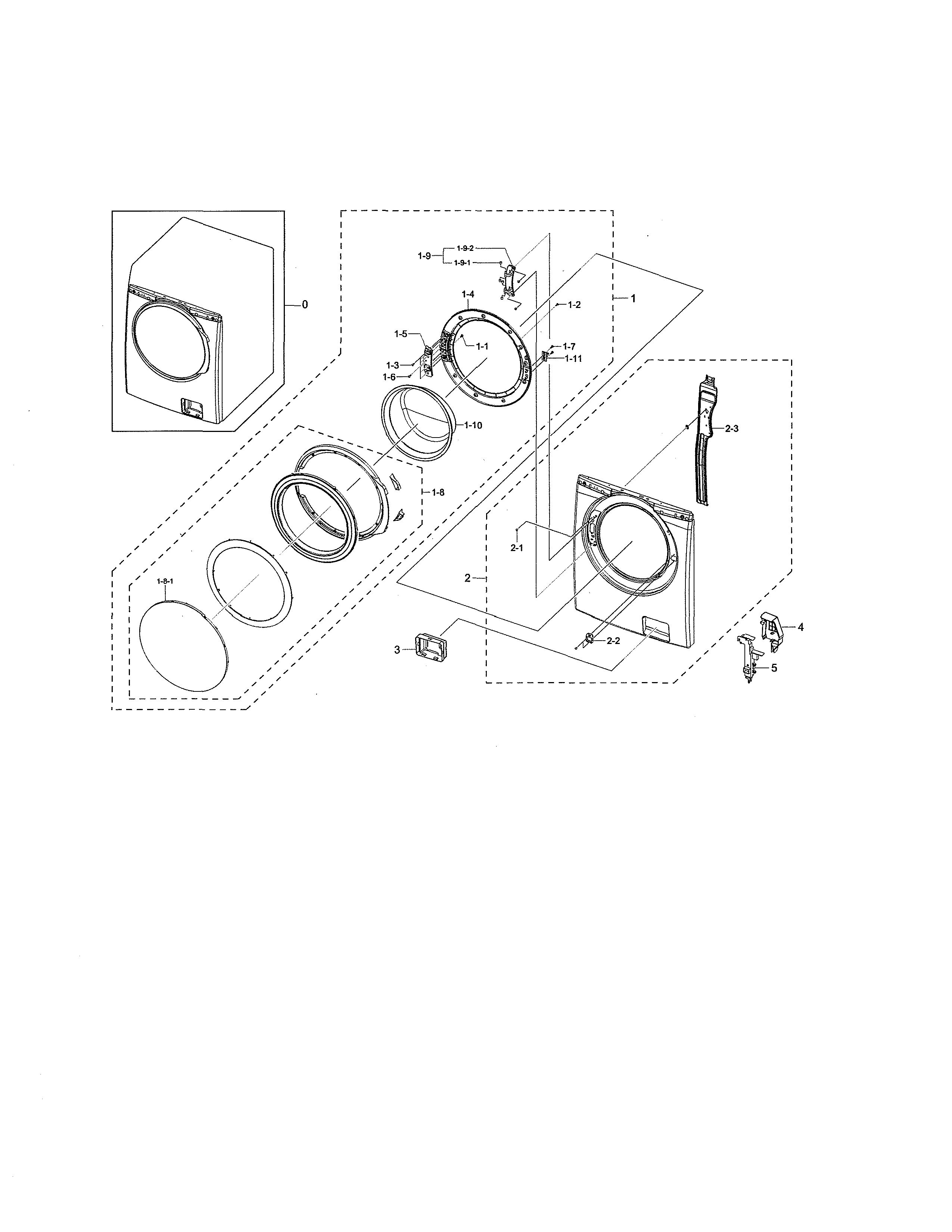 Samsung WF338AAW/XAA-00 frame front & door diagram
