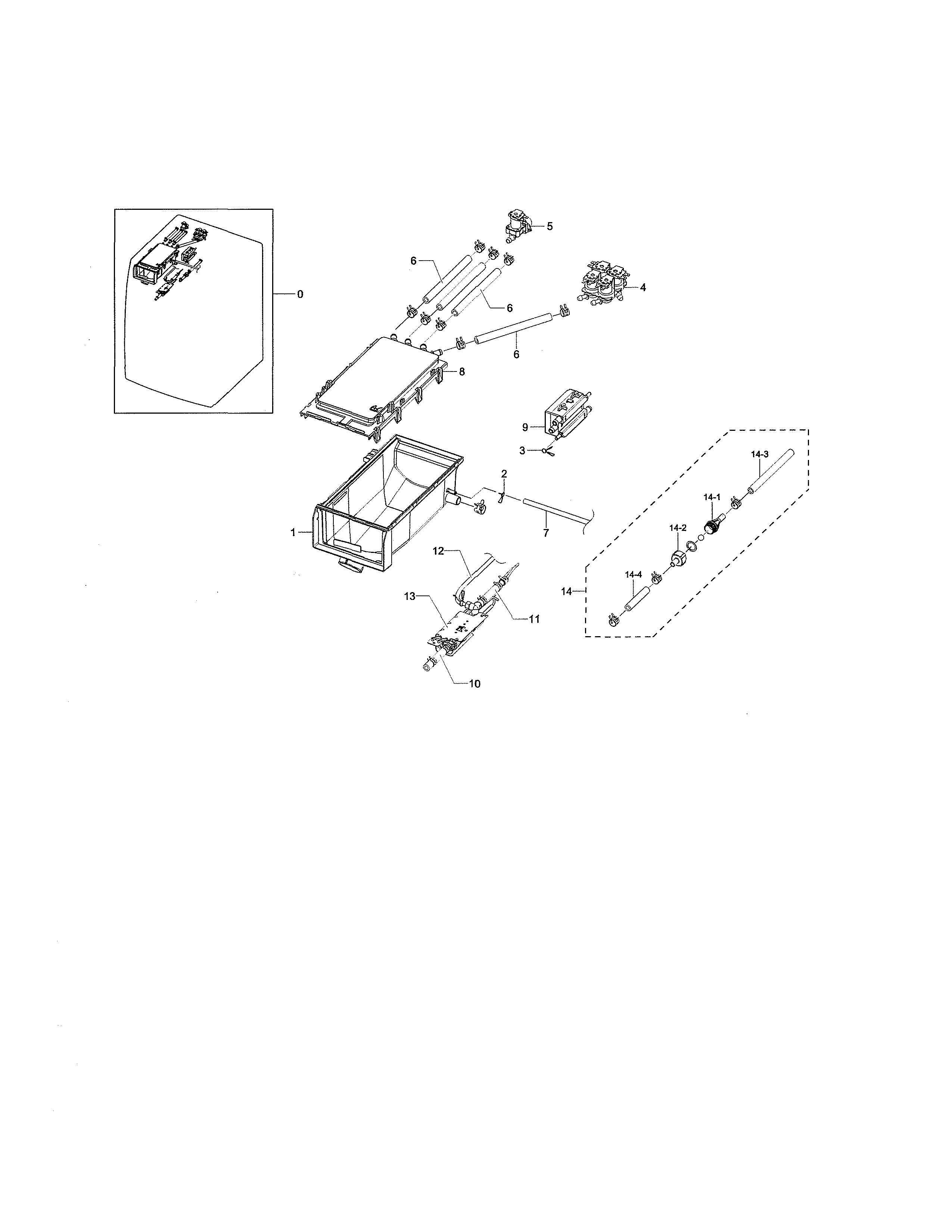 Samsung WF338AAW/XAA-00 drawer housing diagram