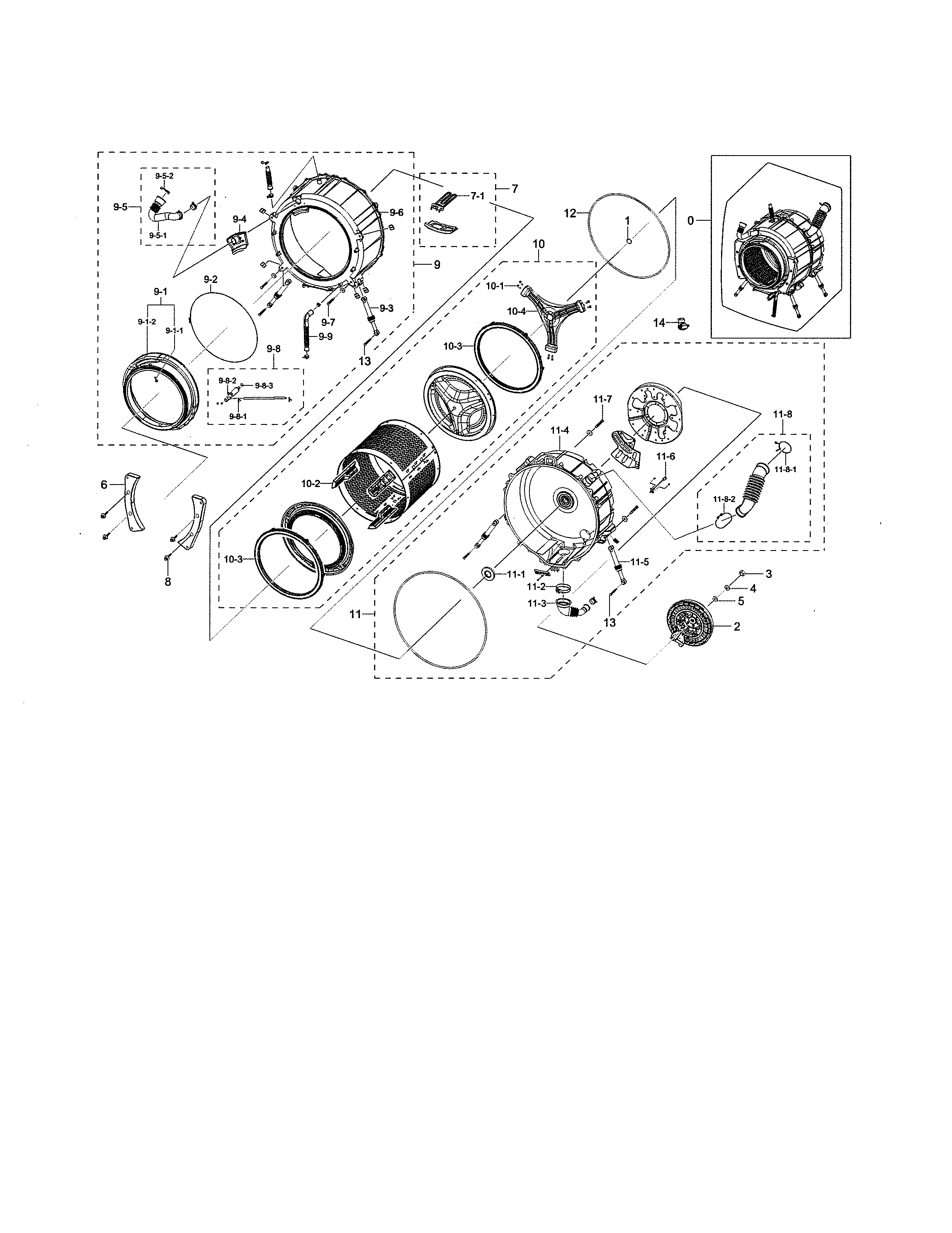 Samsung WF338AAW/XAA-01 tub & drum diagram