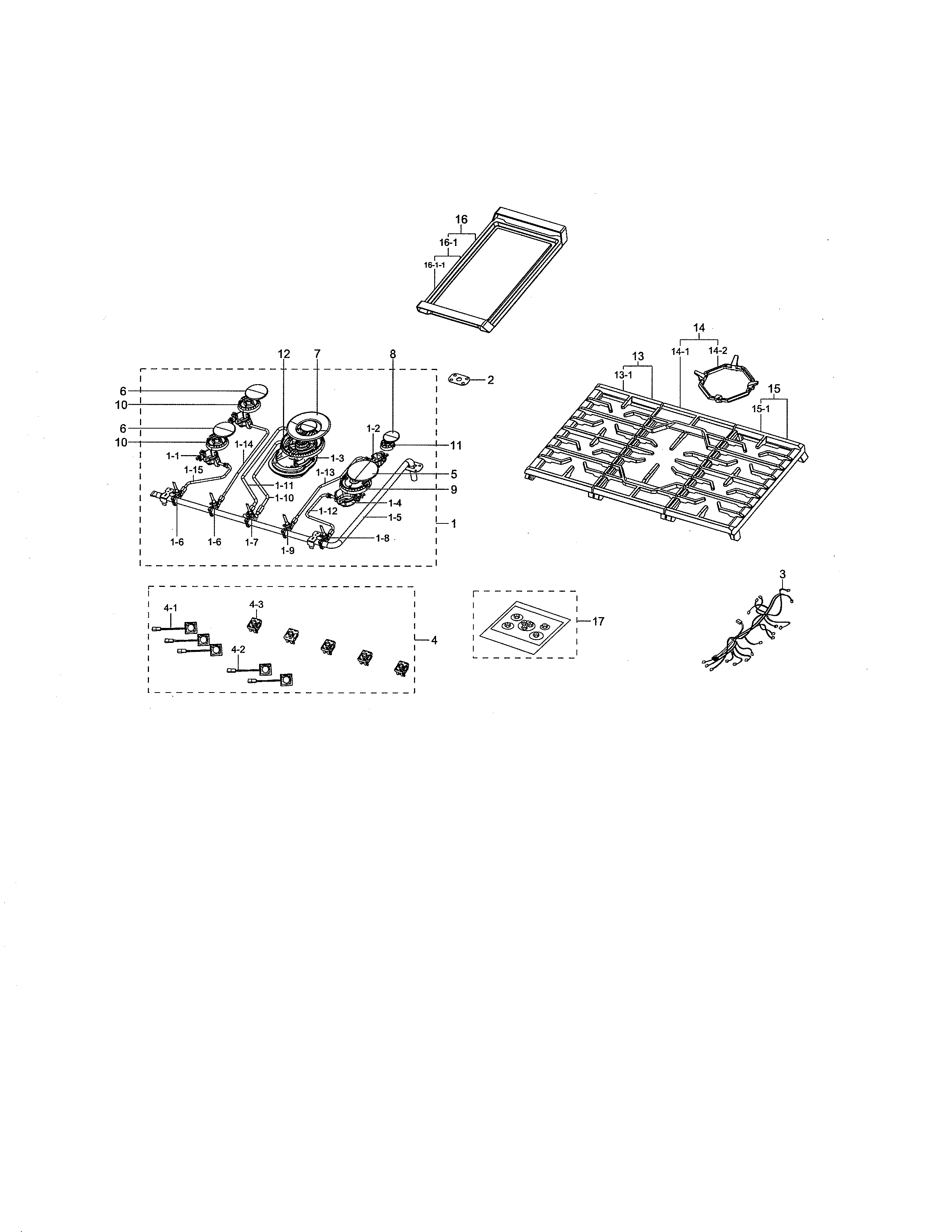 Samsung NA30N7755TS/AA-00 cooktop diagram