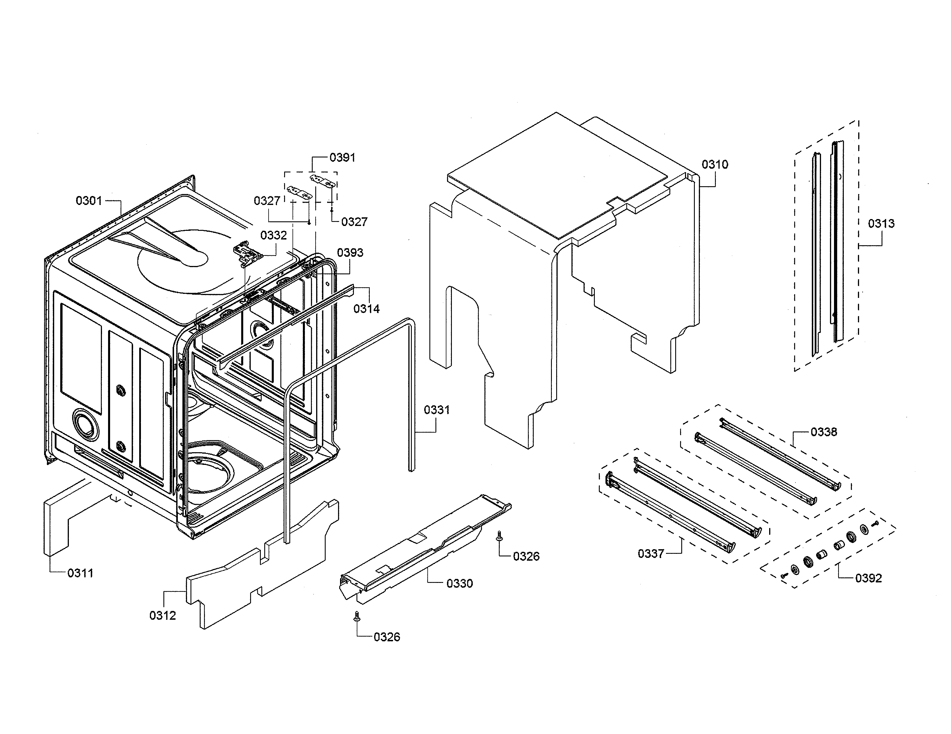 Bosch SHX863WB5N/10 tub/trim diagram