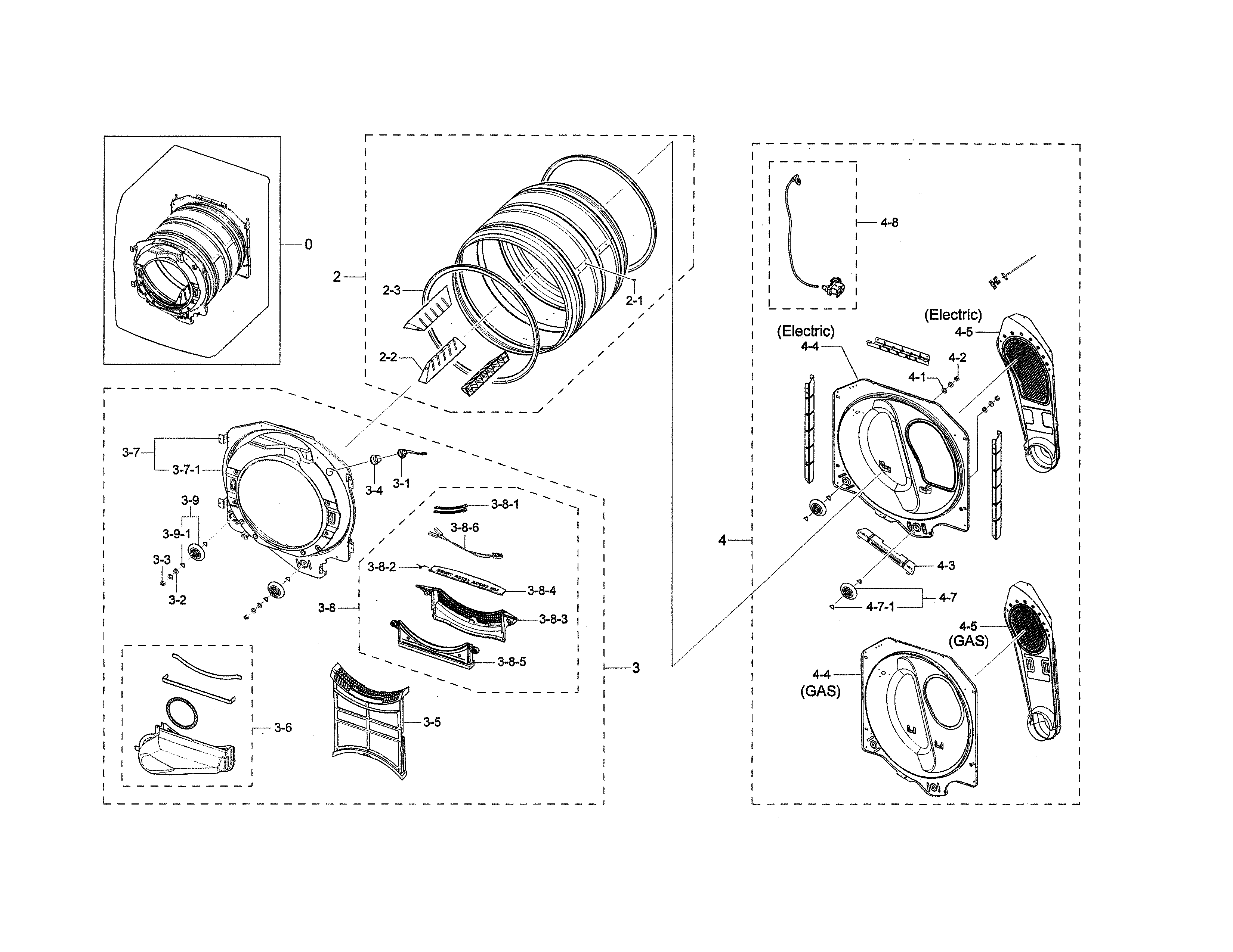 Samsung DVE45N5300F/A3-00 drum diagram