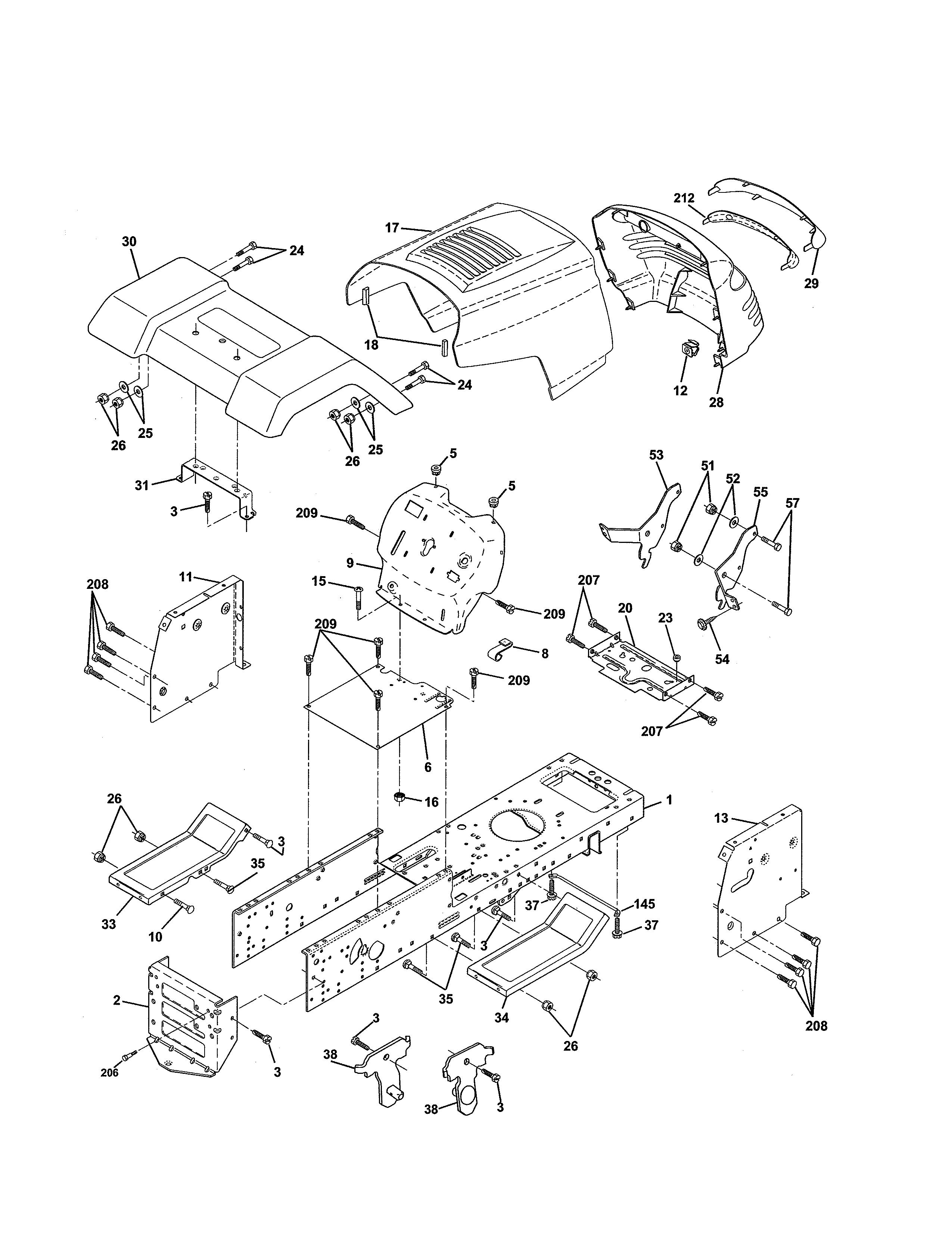 Weed Eater S165H42A chassis & enclosures diagram