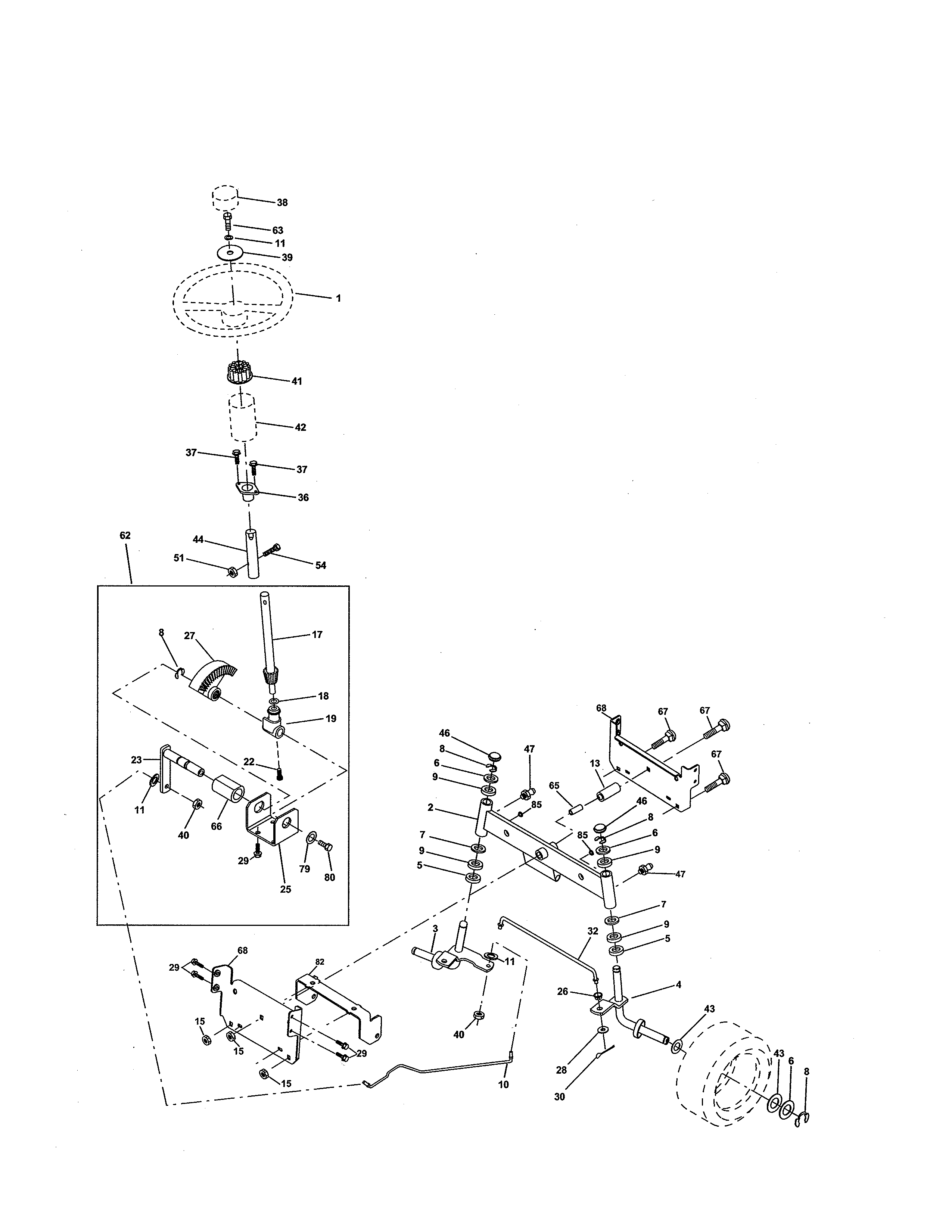 Weed Eater S165H42A steering assembly diagram