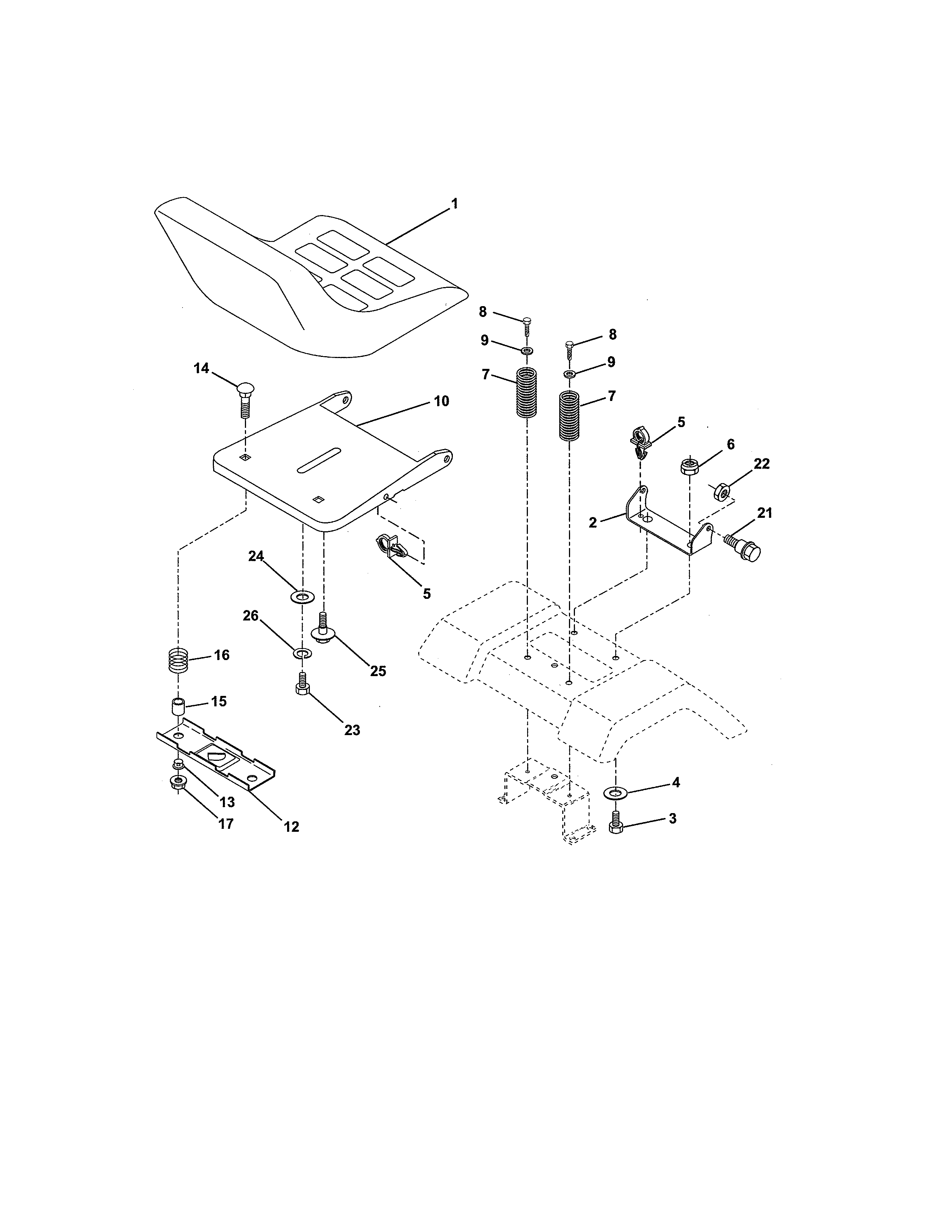 Weed Eater S165H42A seat assembly diagram