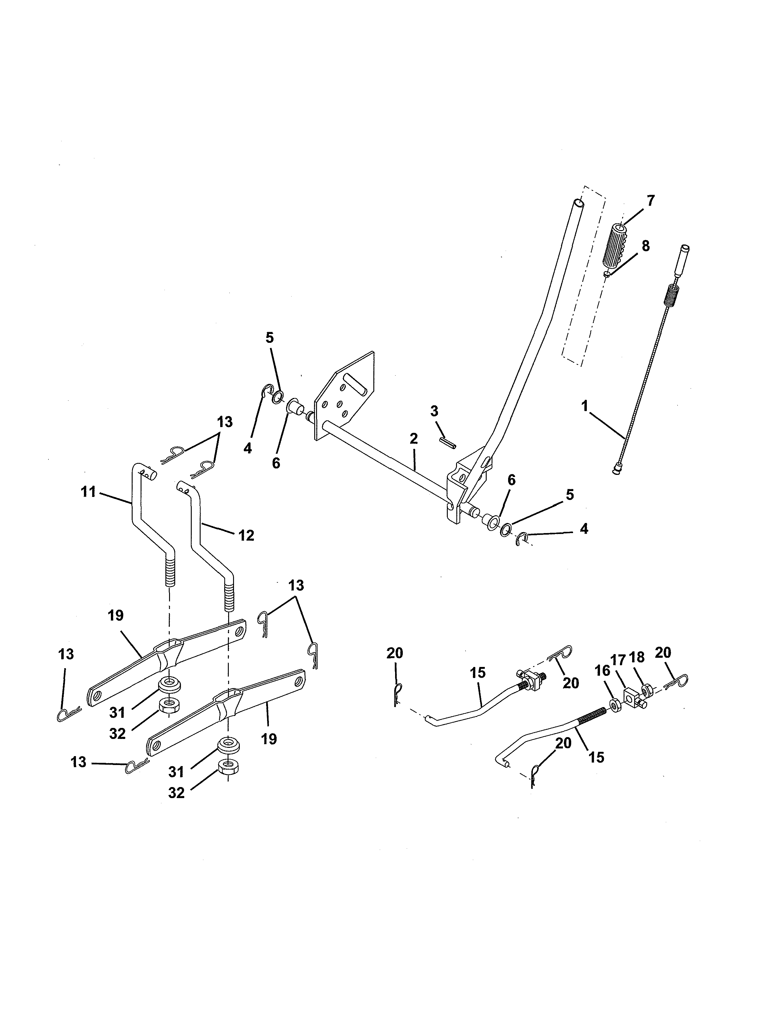 Weed Eater S165H42A mower lift diagram