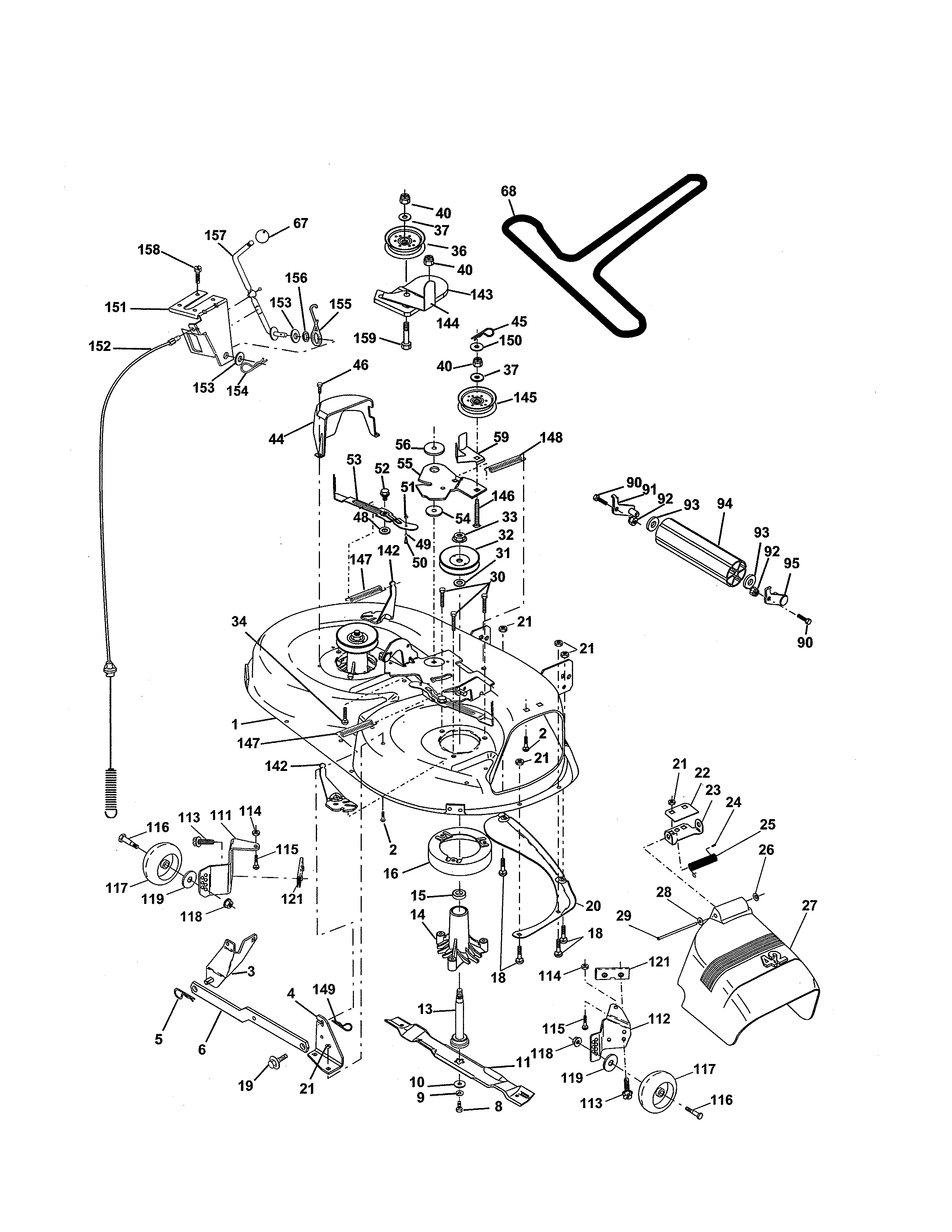 Weed Eater S165H42A mower deck diagram