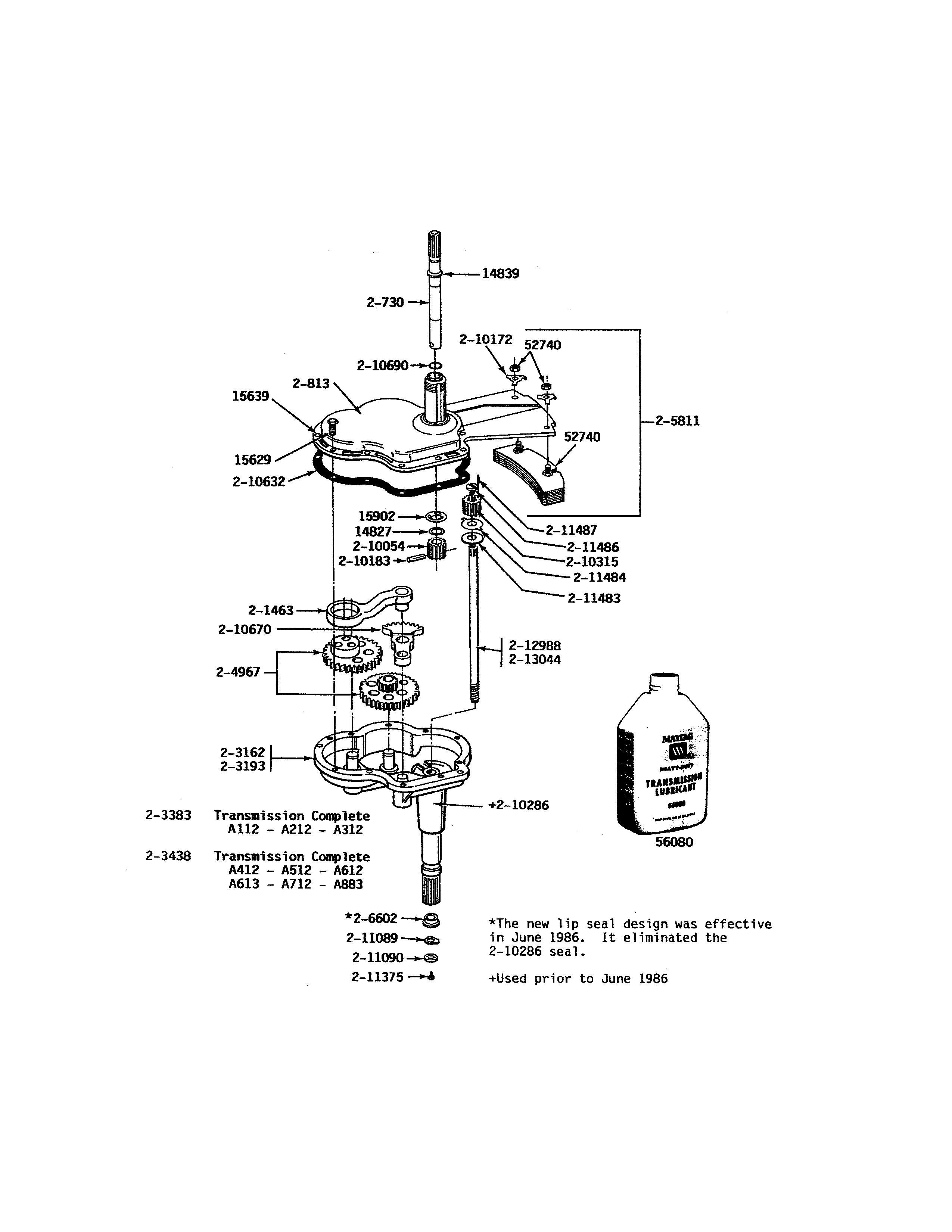 Maytag A612 transmission (prior to series 10) diagram