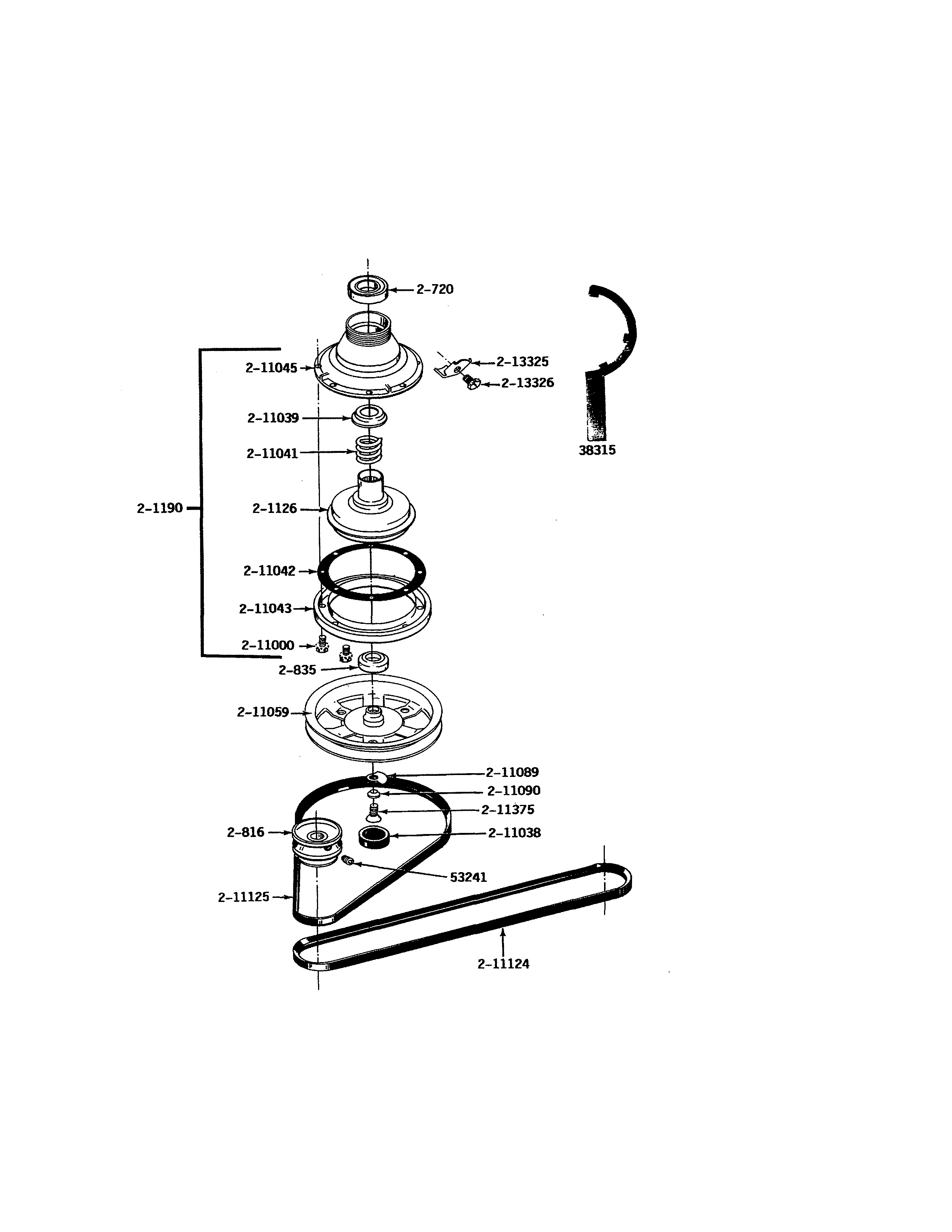 Maytag A612 clutch/brake & belts diagram