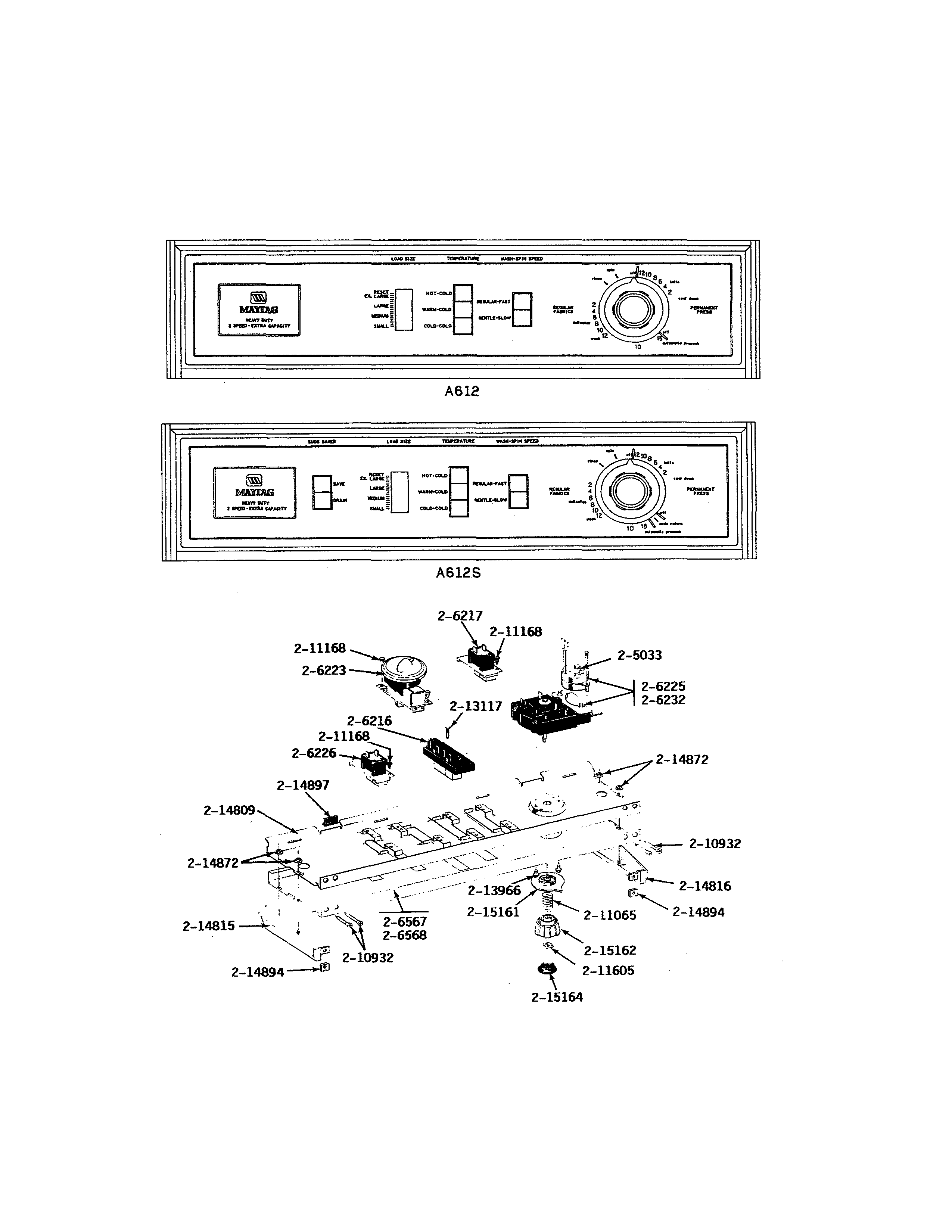 Maytag A612 control panel diagram