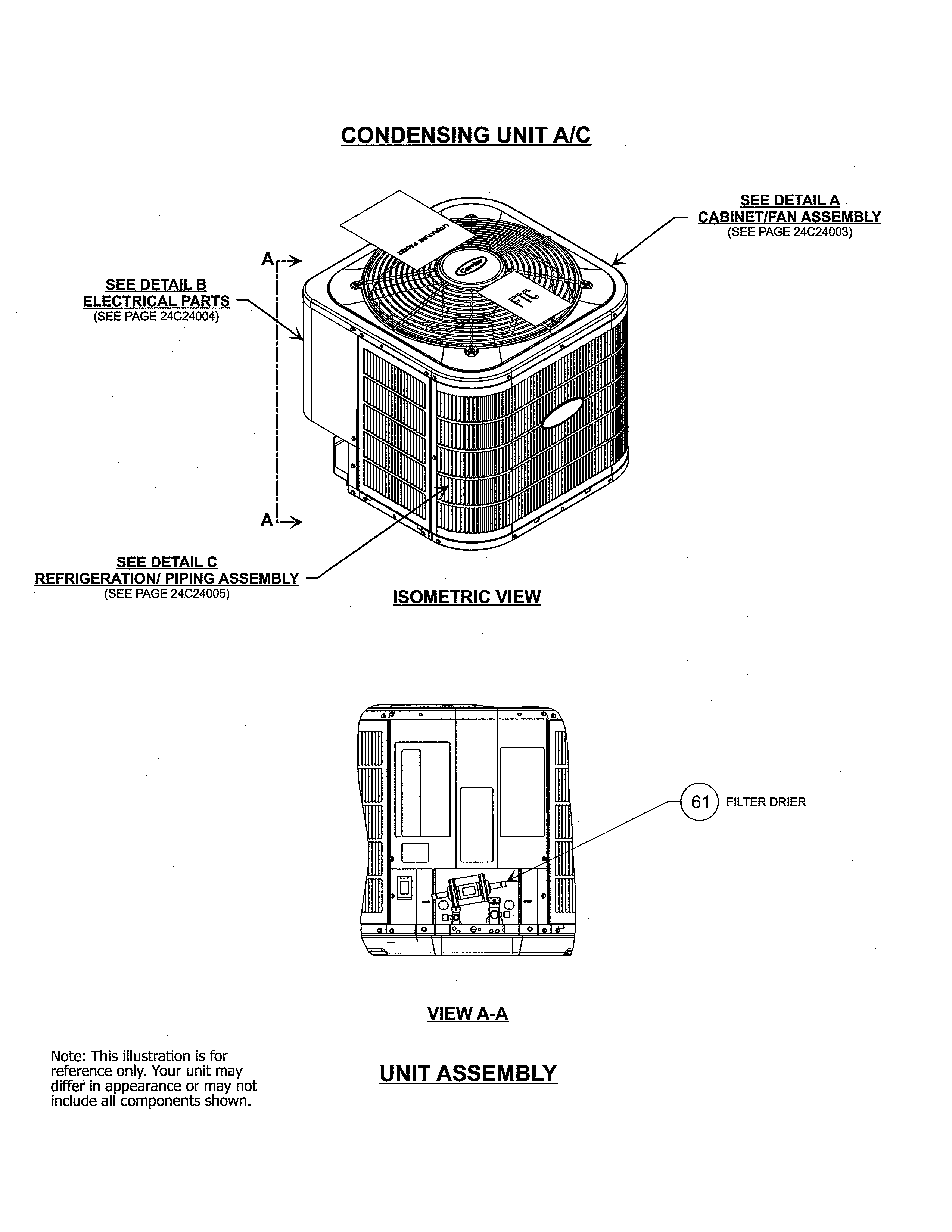 Carrier 24ANB736A0031030 unit assembly diagram