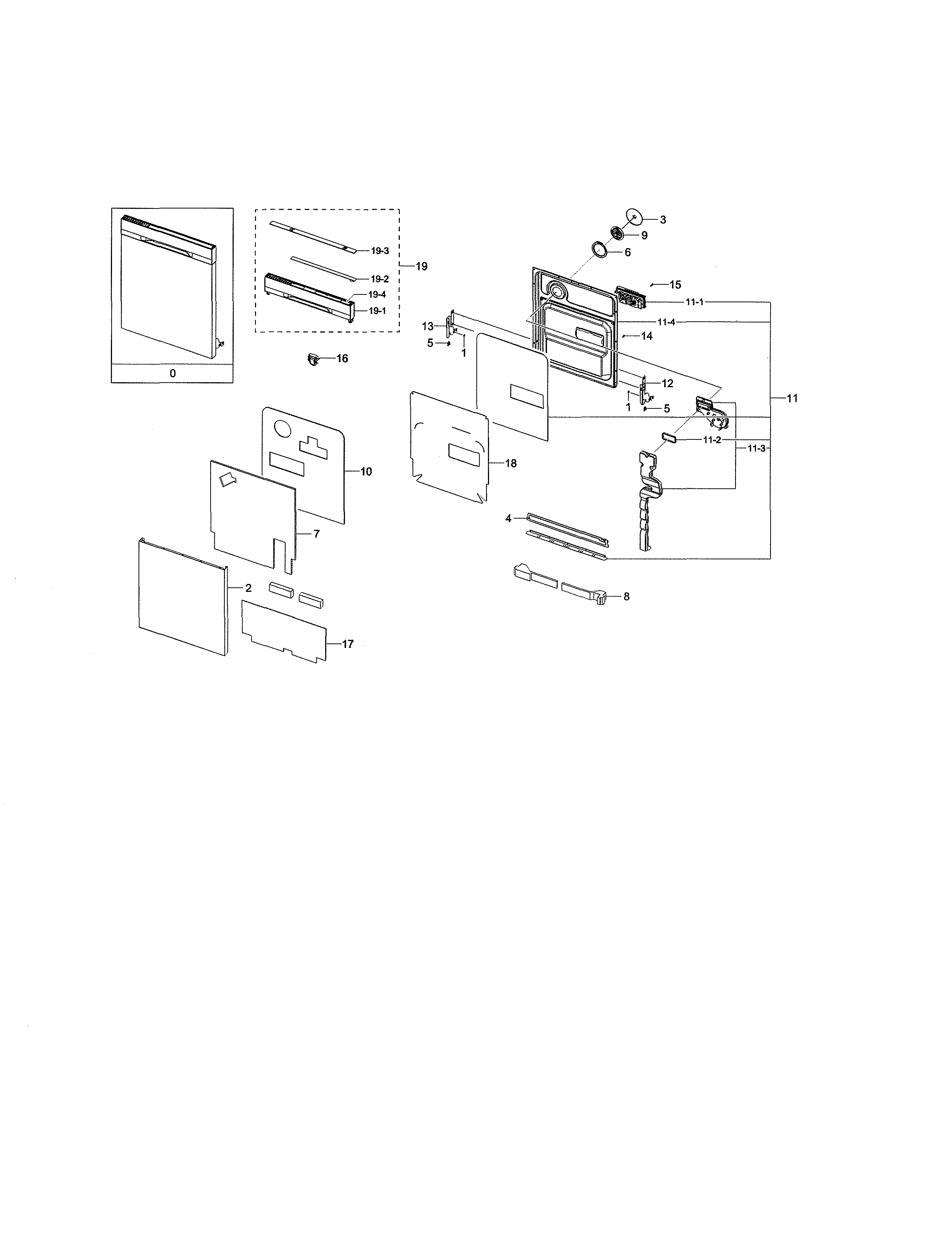 Samsung DW80K5050US/AA-03 door assembly diagram