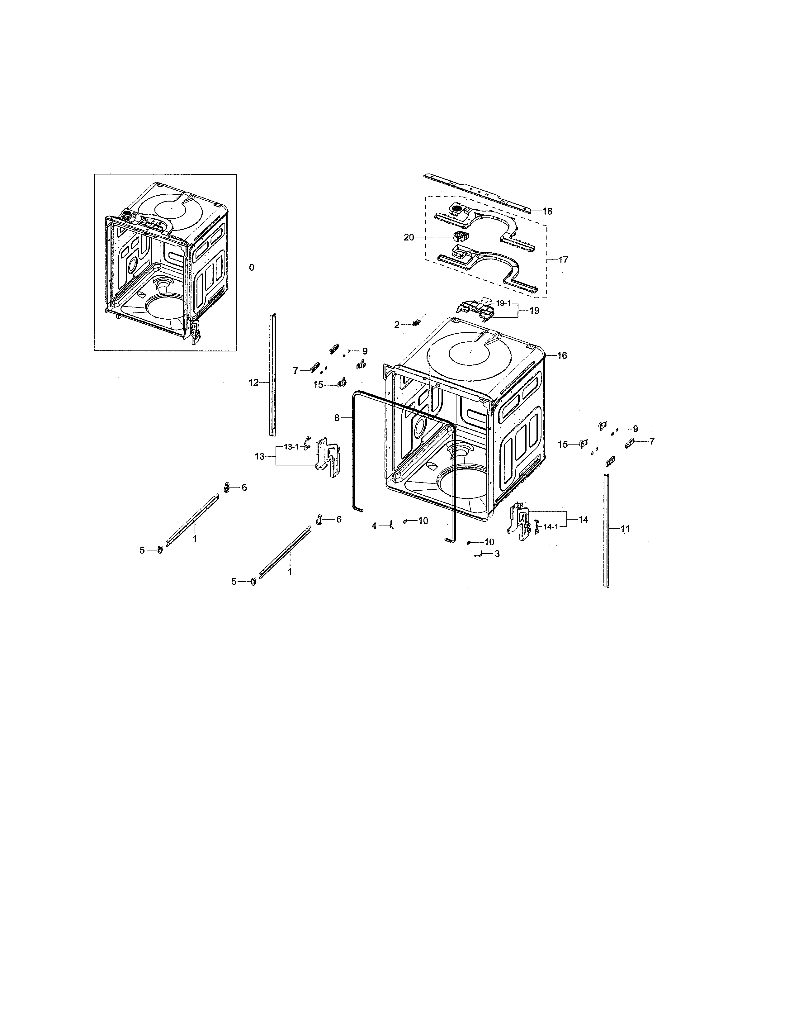 Samsung DW80K5050US/AA-03 tub assembly diagram