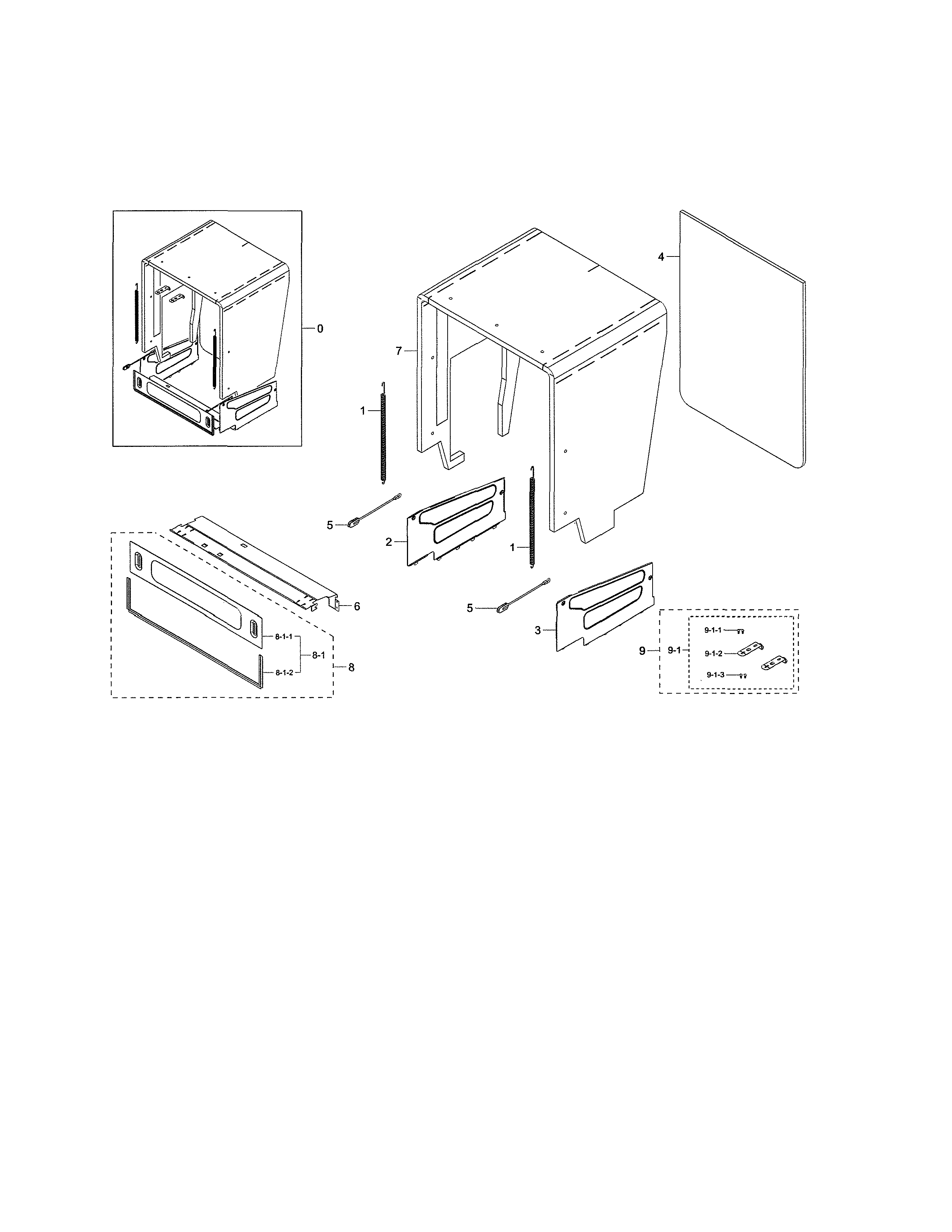 Samsung DW80K5050US/AA-03 case assembly diagram