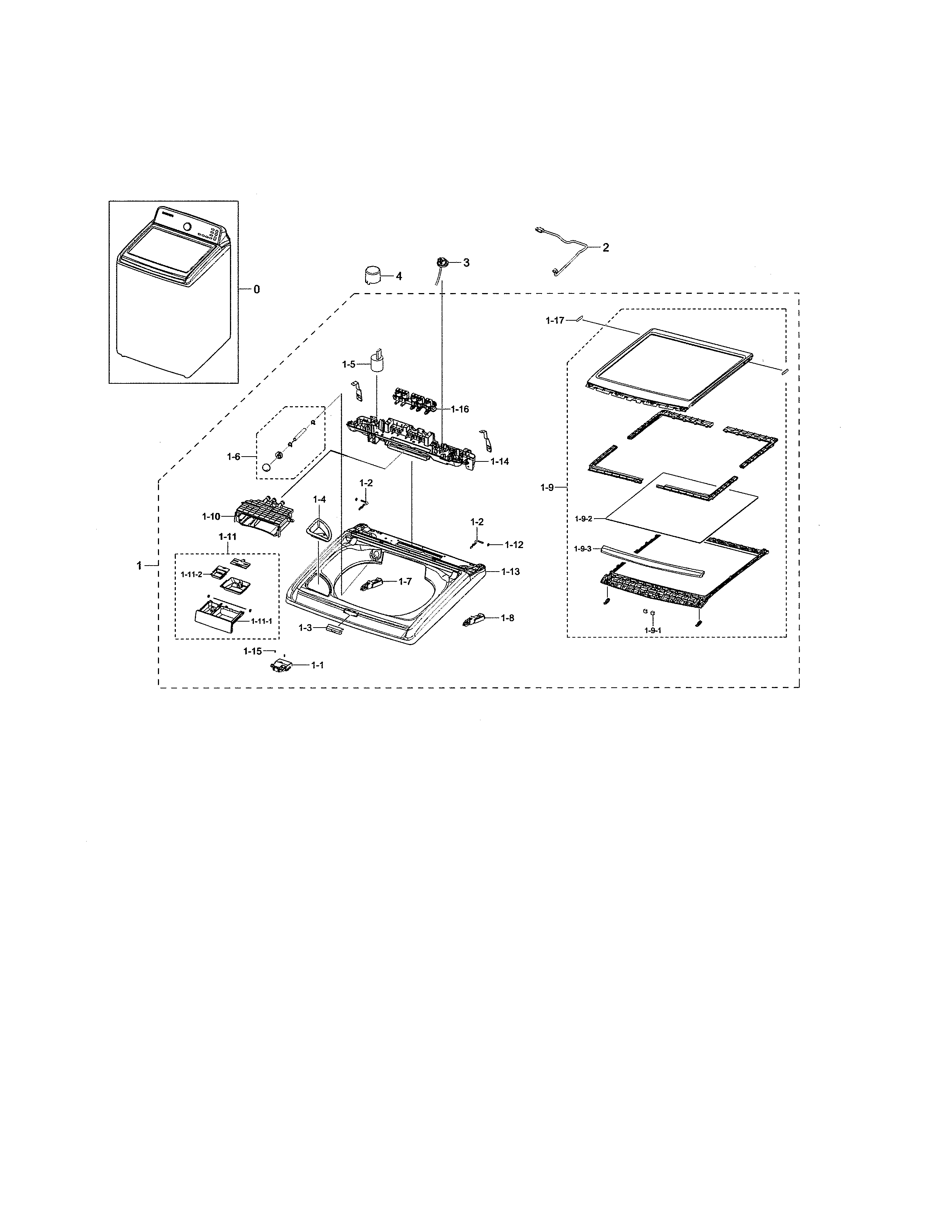 Samsung WA45M7050AW/A4-04 cover tops diagram
