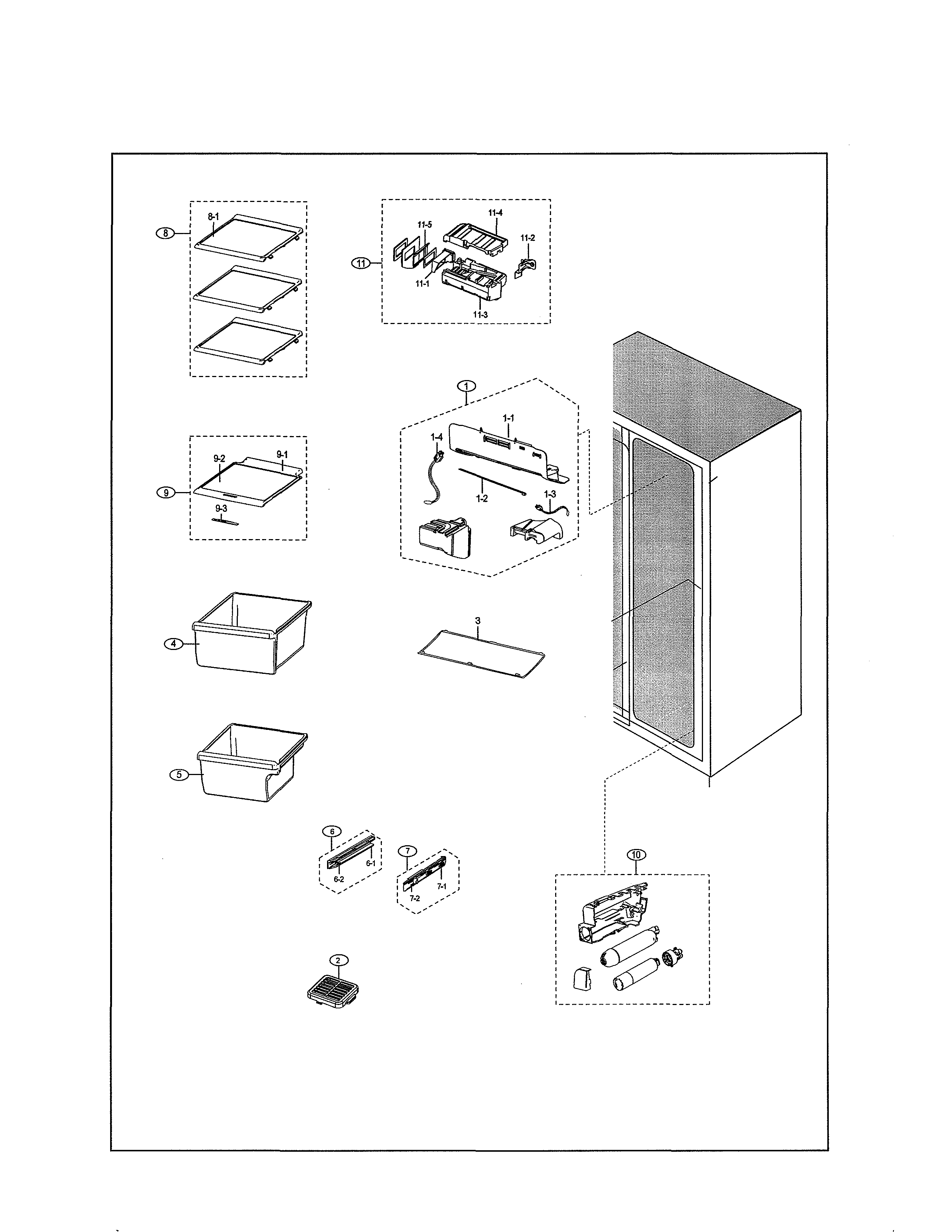 Samsung RS25J500DSR/AA-01 refrigerator diagram