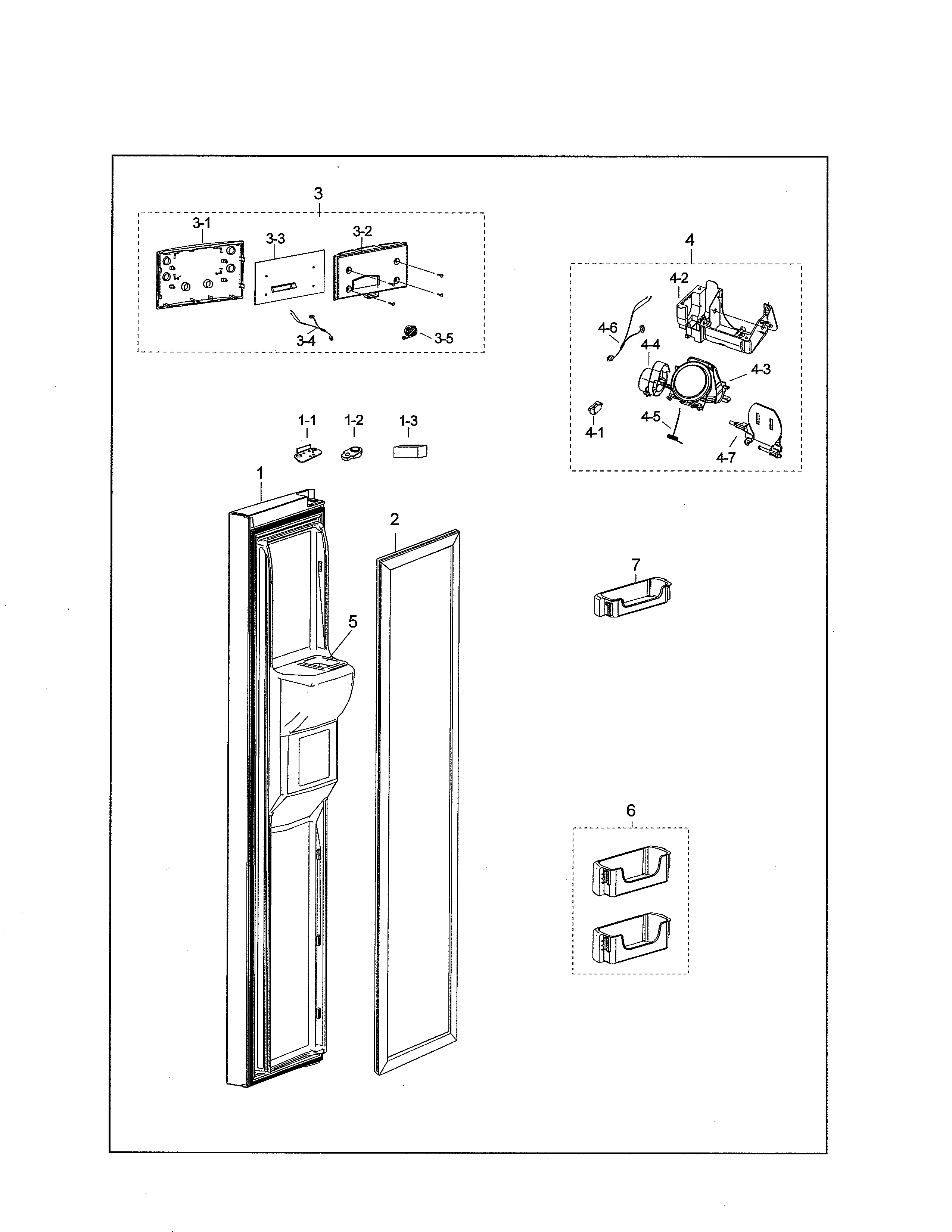 Samsung RS25J500DSR/AA-01 freezer door diagram