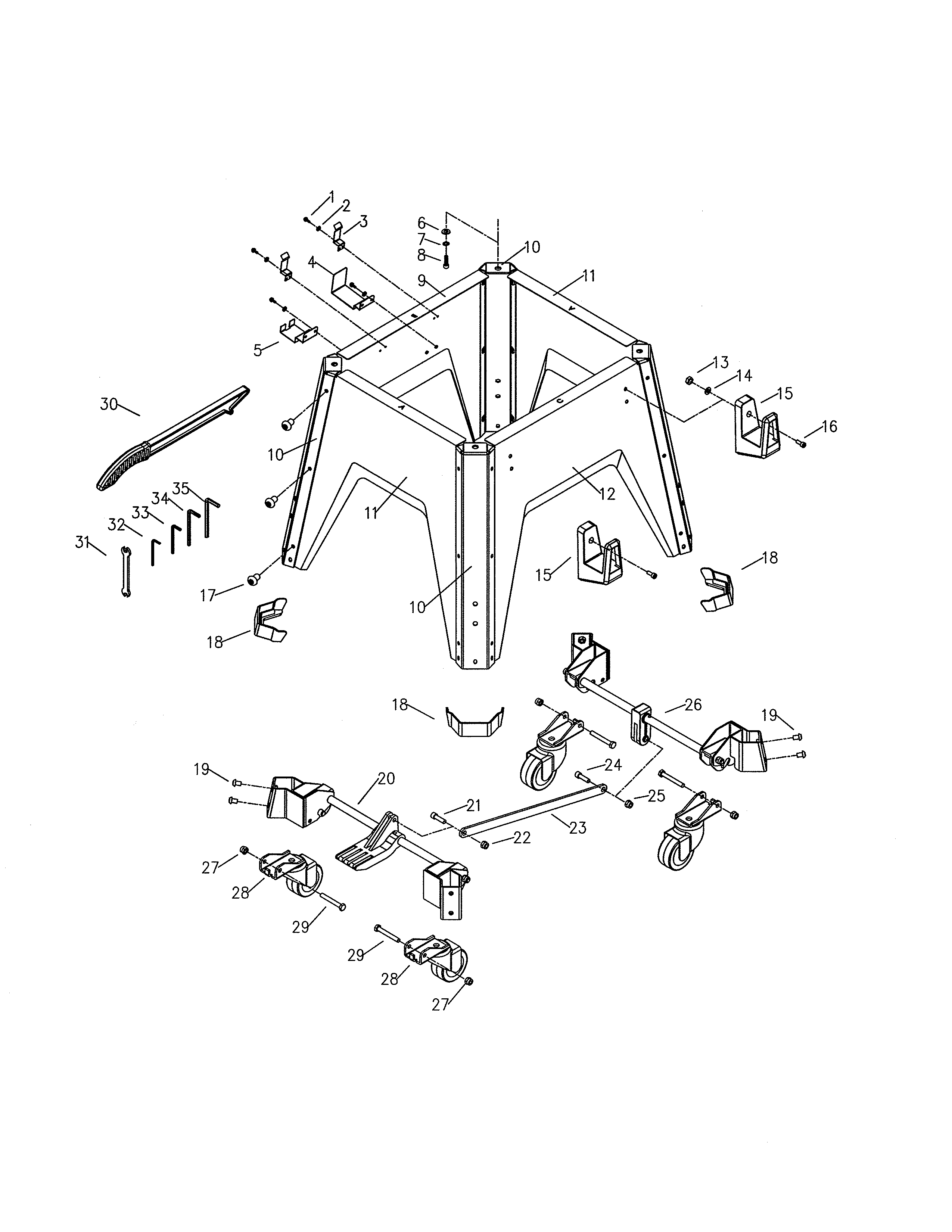 Craftsman 12458833 stand/wheels diagram