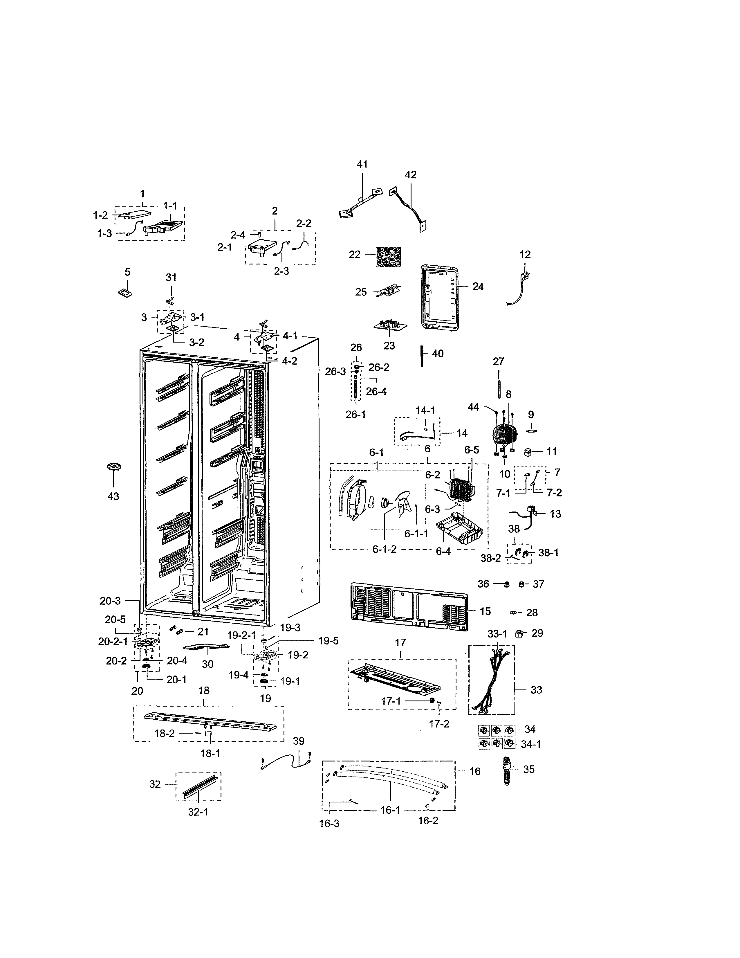 Samsung RSG307AABP/XAA-04 cabinet diagram