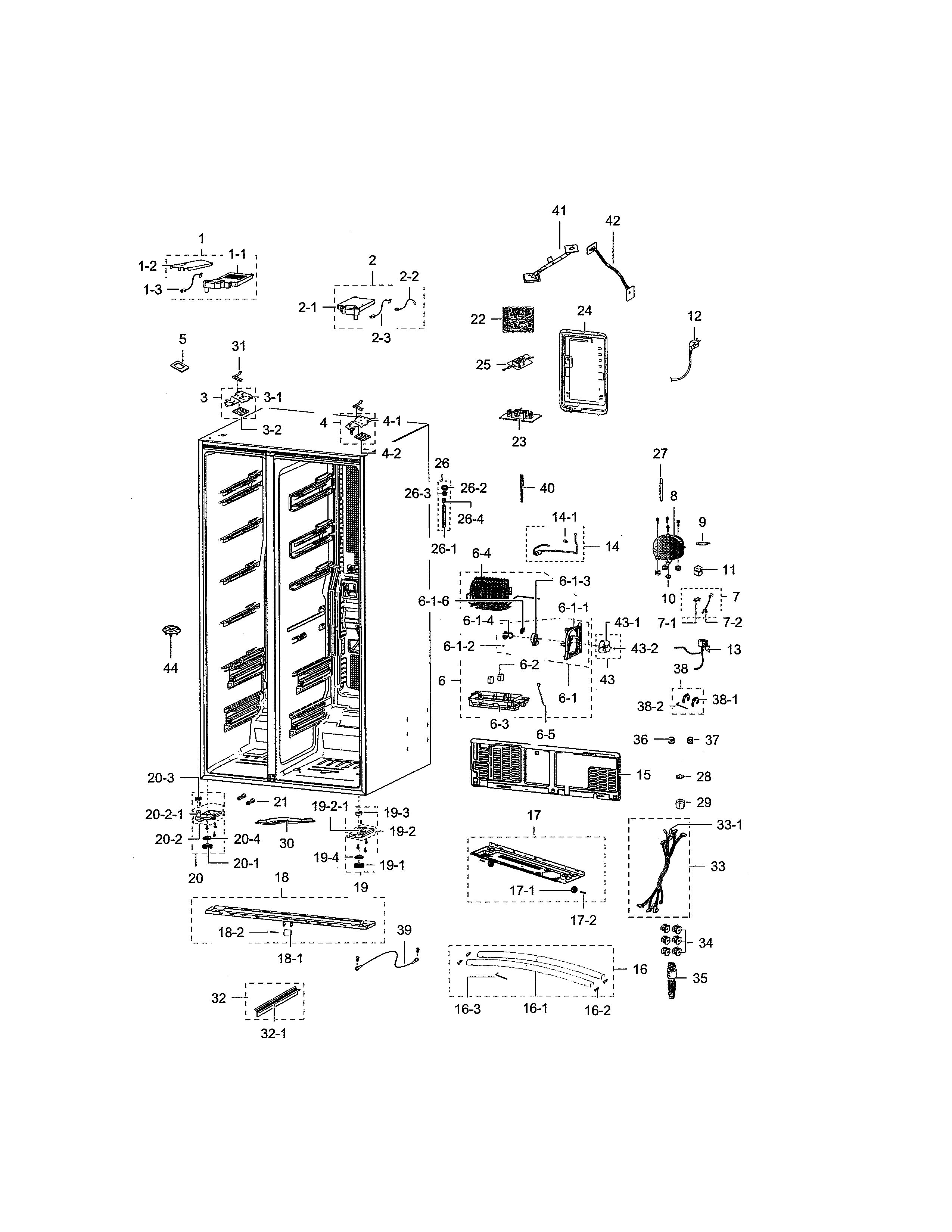 Samsung RSG307AABP/XAA-02 cabinet diagram