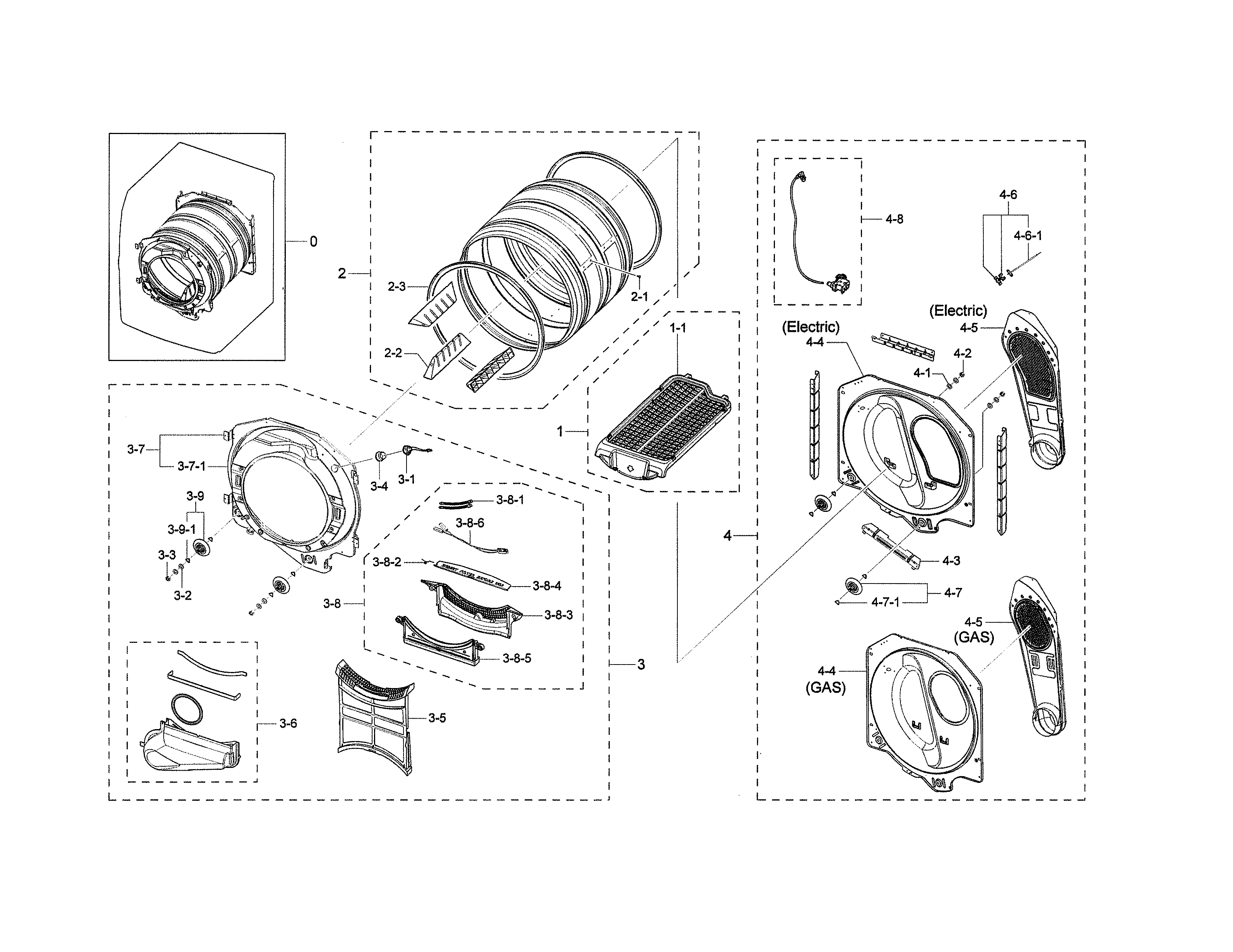 Samsung DV45K6500GV/A3-01 drum diagram