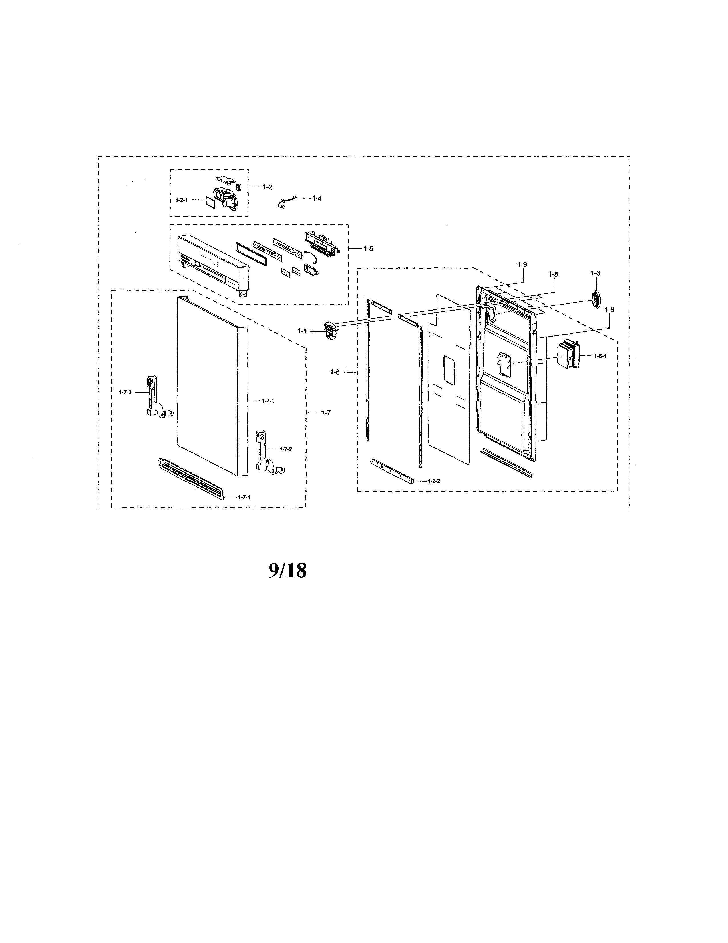 Samsung DW80N3030UW/AA-00 door assembly diagram
