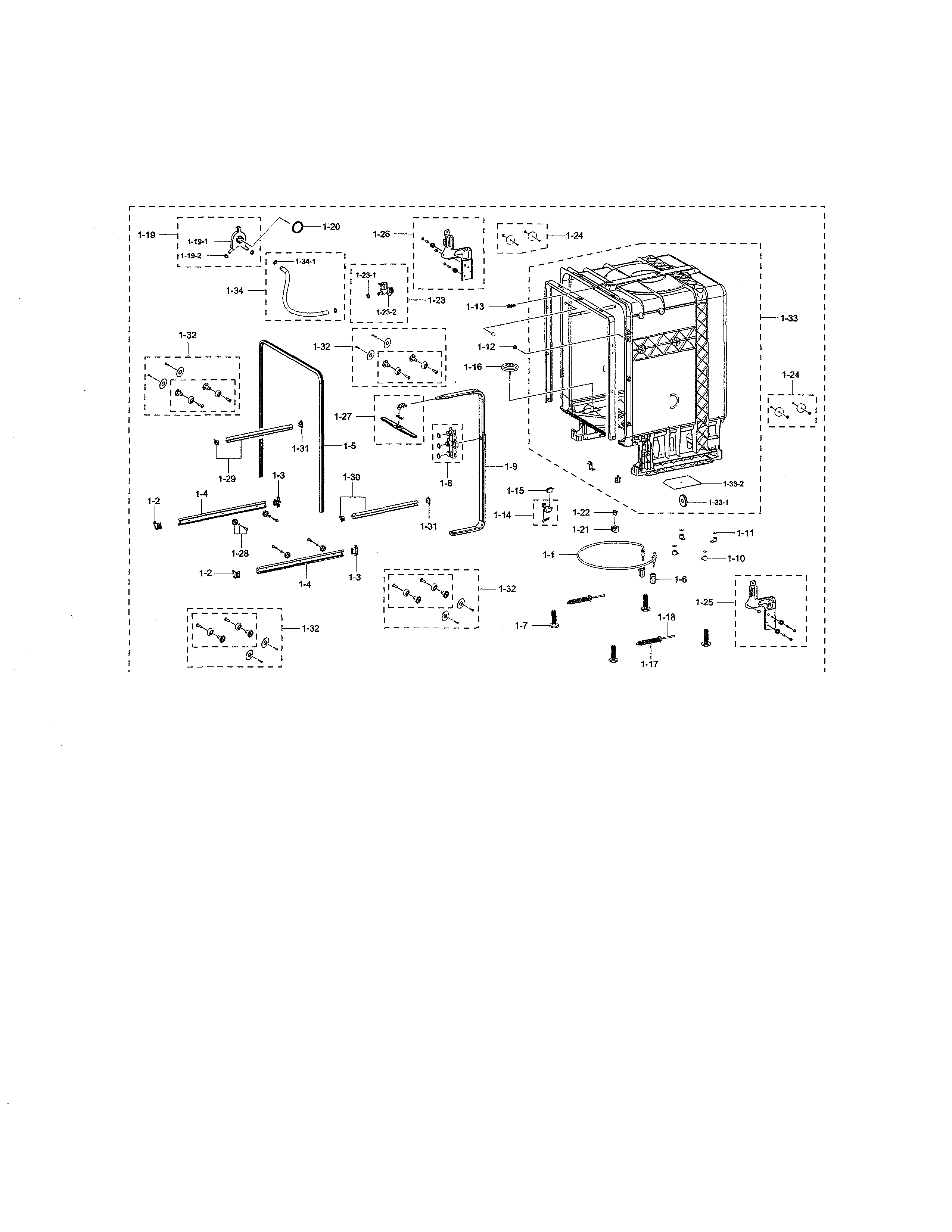 Samsung DW80N3030UW/AA-00 tub assembly diagram
