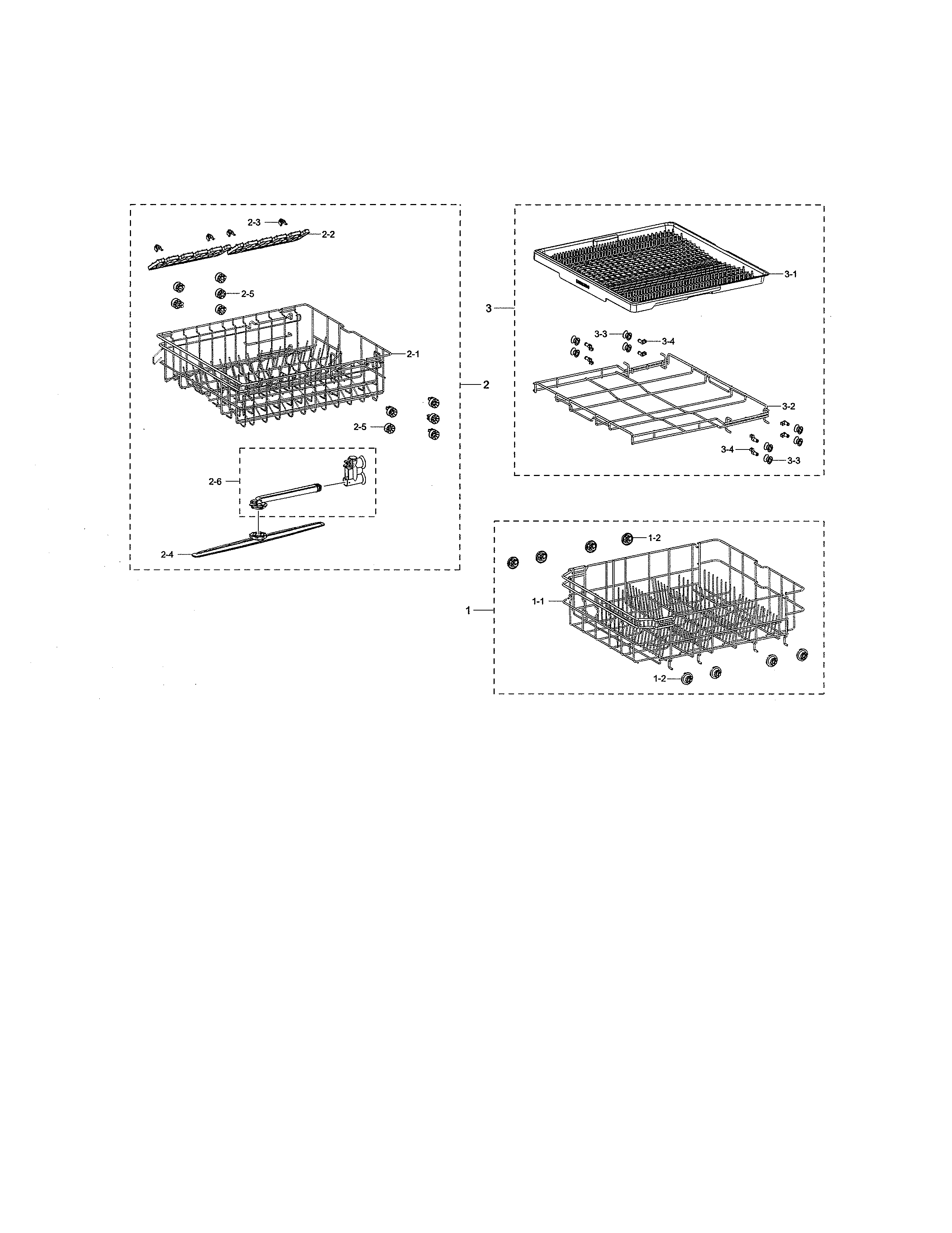 Samsung DW80N3030UW/AA-00 basket assembly diagram