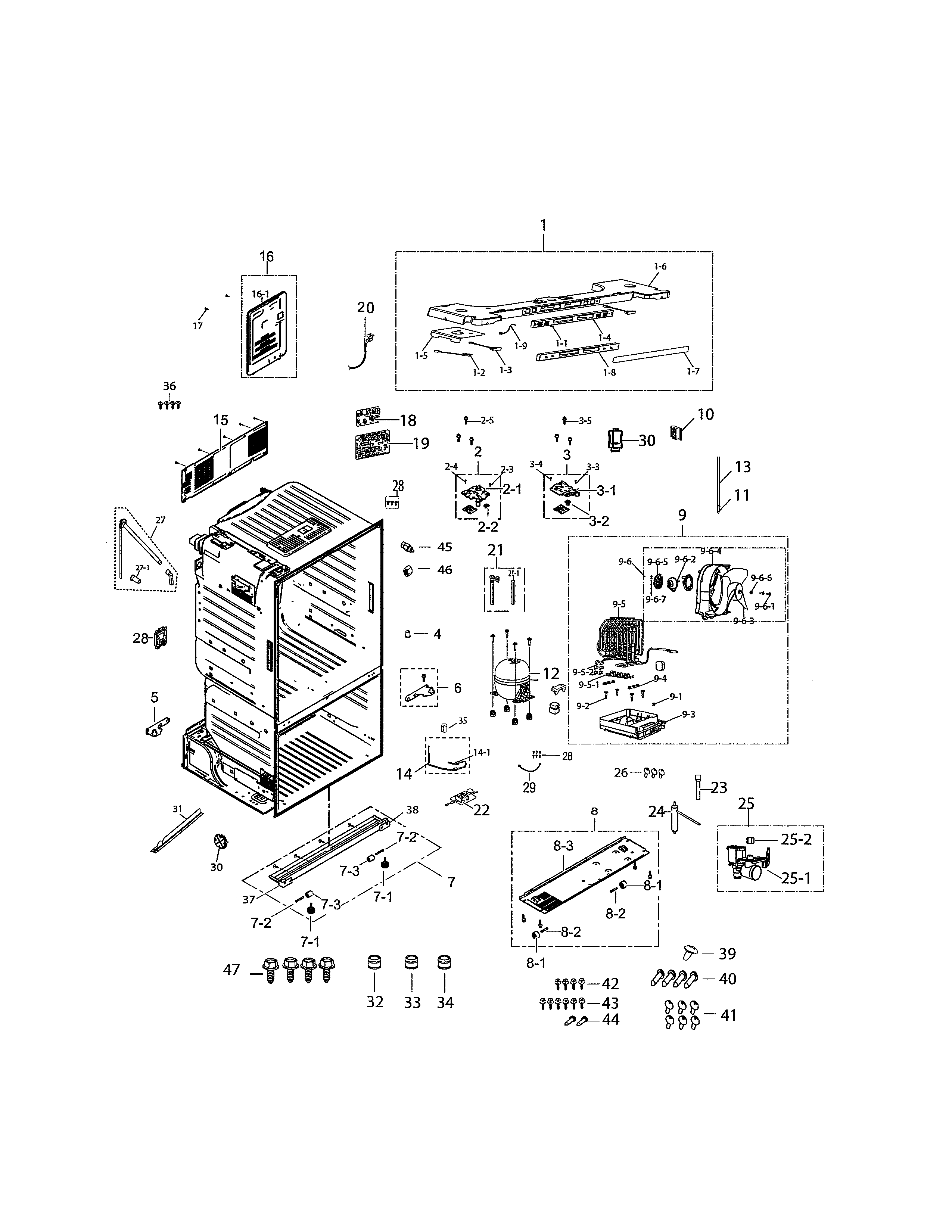 Samsung RF220NCTASP/AA-00 cabinet diagram