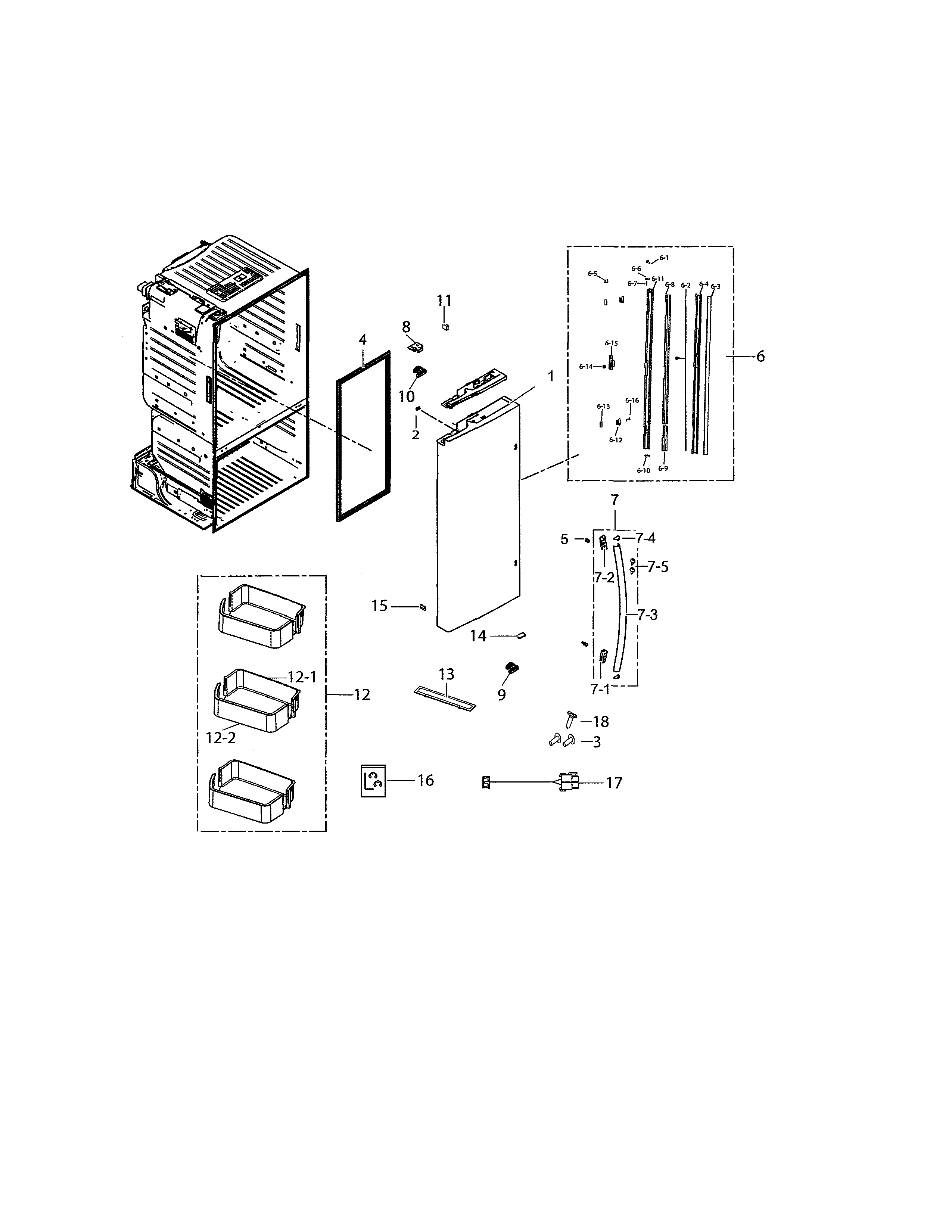 Samsung RF220NCTASP/AA-00 left fridge door diagram