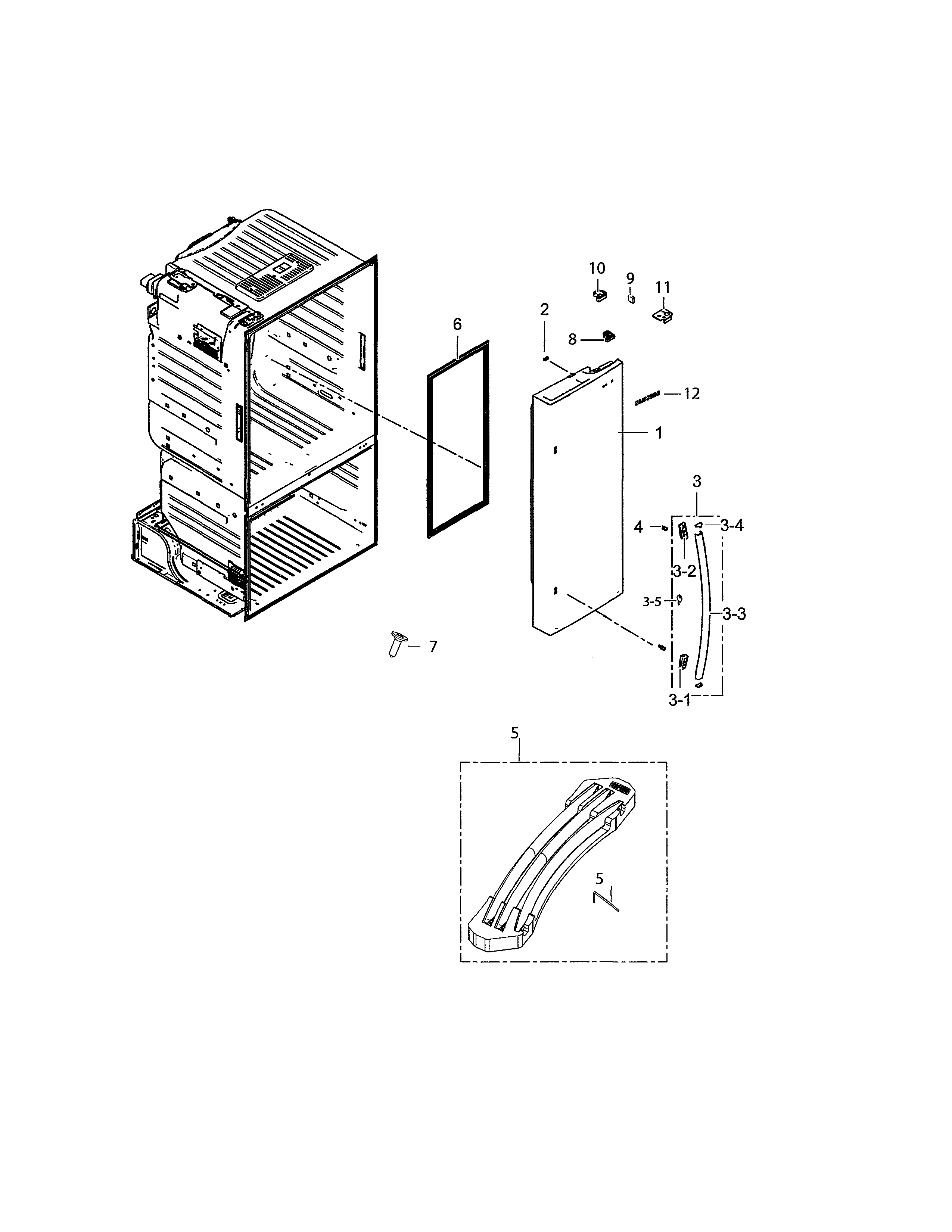 Samsung RF220NCTASP/AA-00 right fridge door diagram