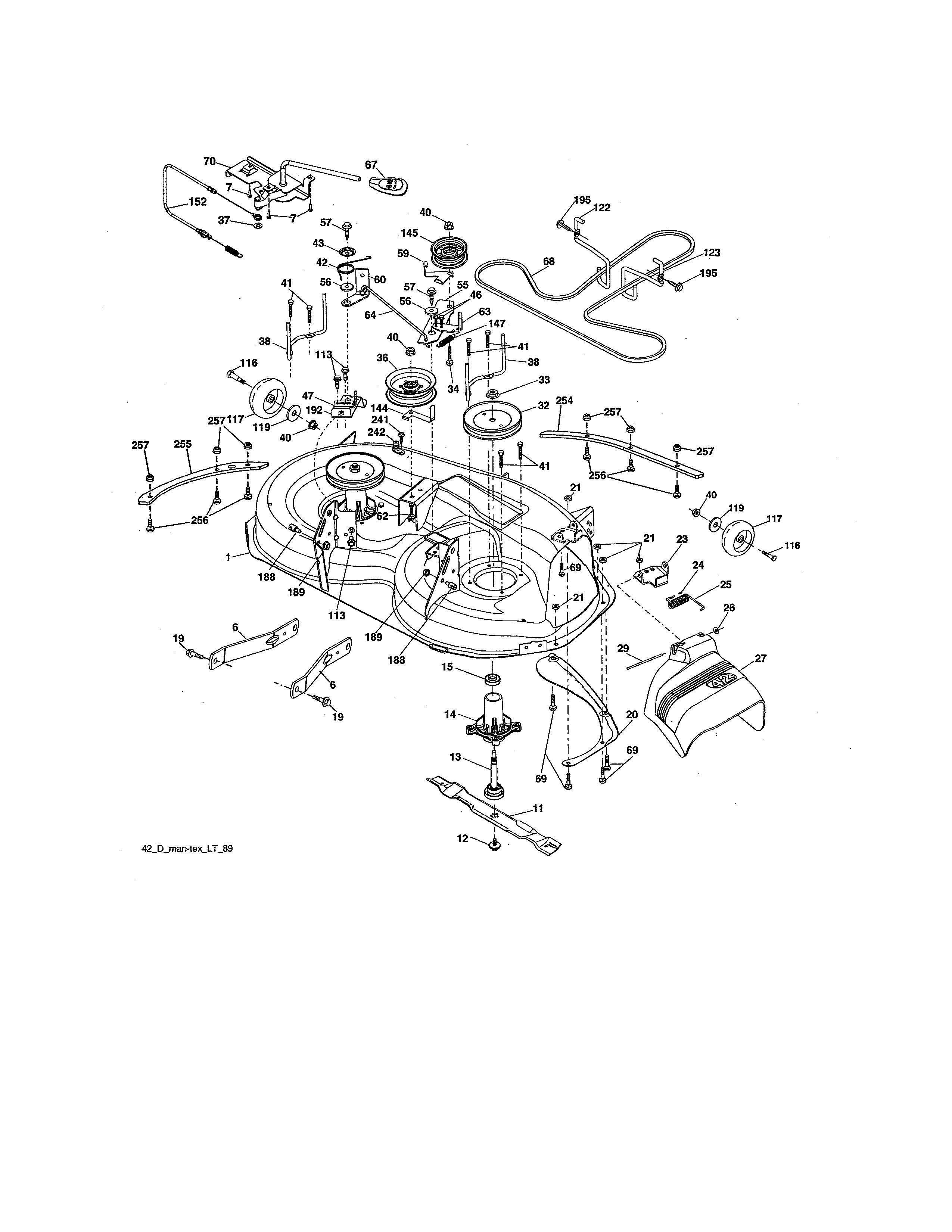 Craftsman 960420217 mower deck diagram