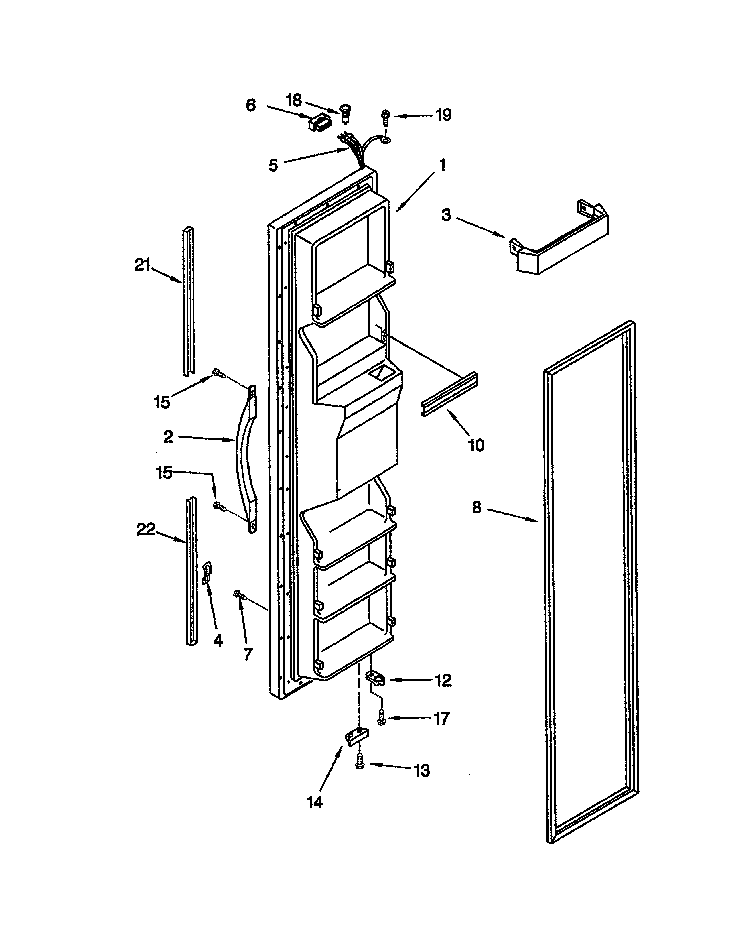 Kenmore 10652242102 freezer door diagram