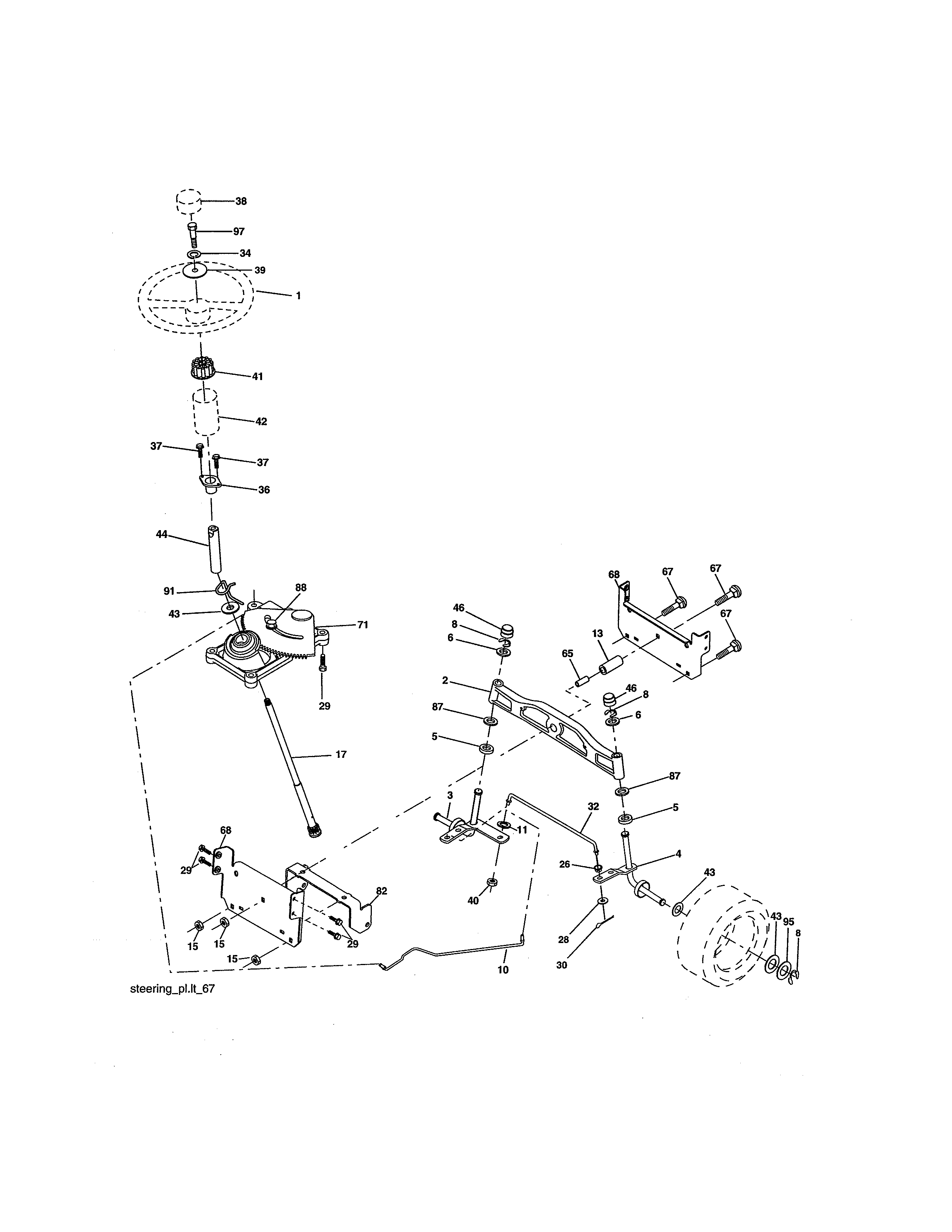 Craftsman 917276817 steering assembly diagram