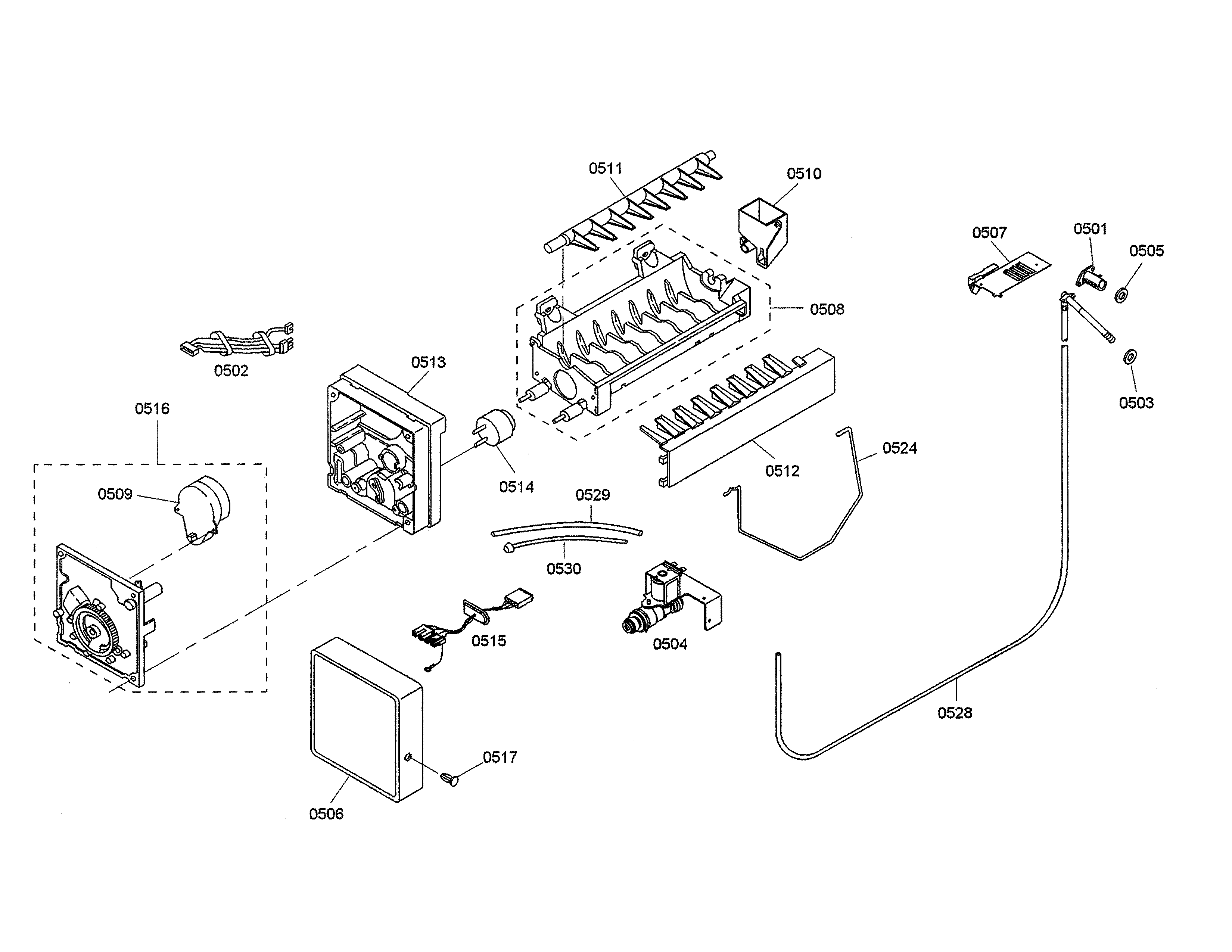 Thermador KBUIT4855E/03 ice maker/motor diagram