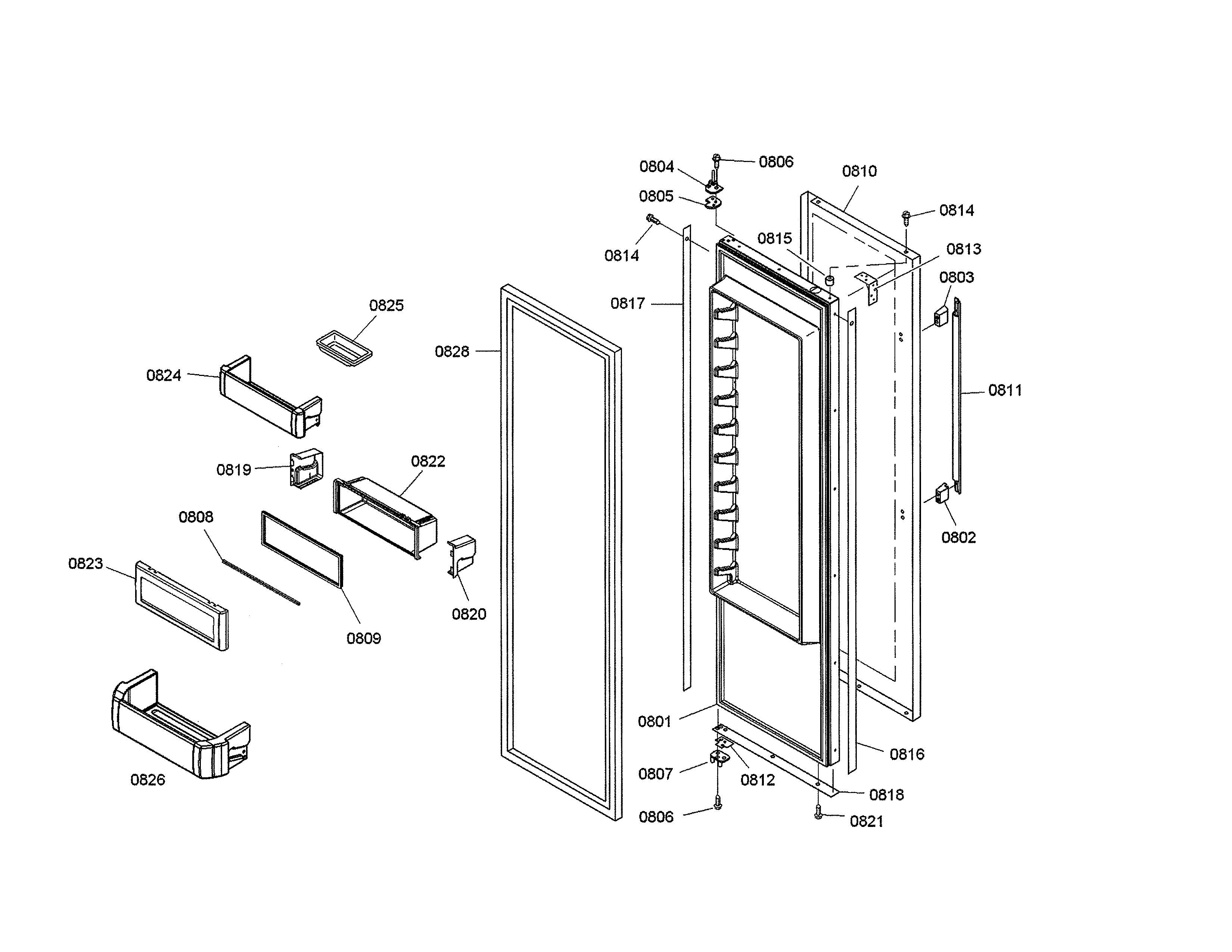 Thermador KBUIT4855E/03 refrigerator door diagram